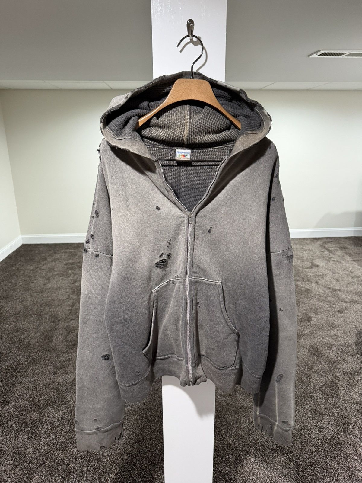 Saint Michael Saint Michael Distressed Thermal Double Face Lay Zip Hoodie Size US S / EU 44-46 / 1 - 3 Thumbnail