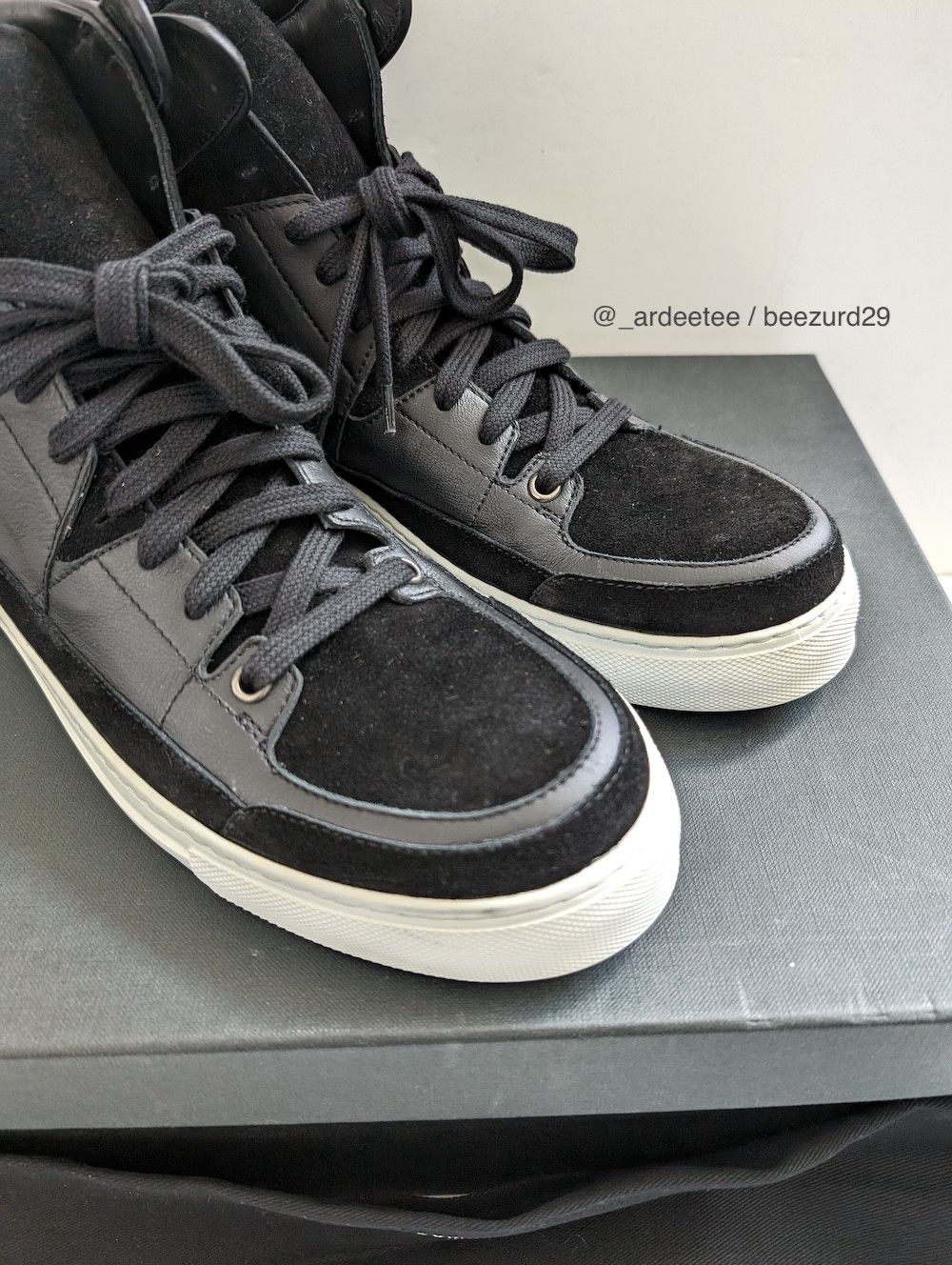 Damir Doma *NEW* BLACK FIDREA LEATHER/SUEDE HIGH TOP SNEAKERS Size US 8 / EU 41 - 2 Thumbnail