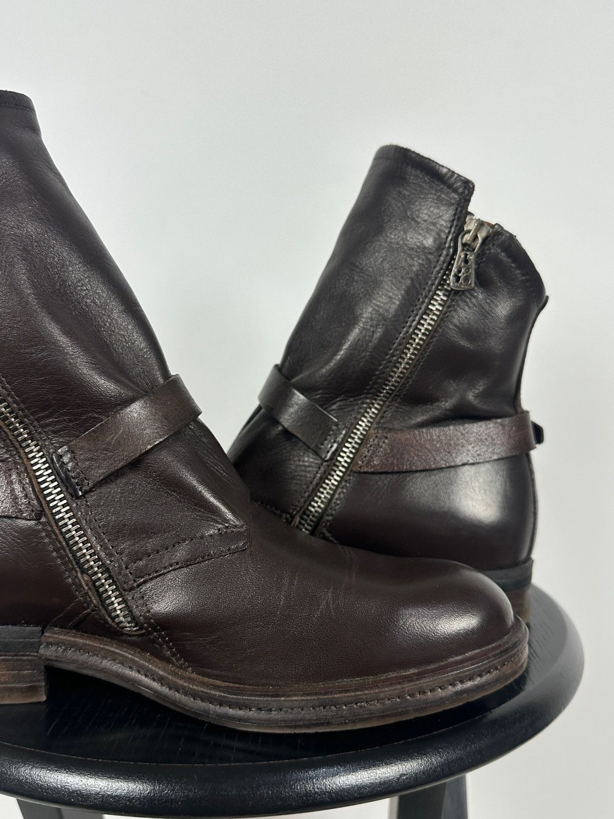 A.S.98 A.S.98. Airstep Brown Leather Biker Buckle Strap Ankle Boots Size US 8 / IT 38 - 19 Thumbnail