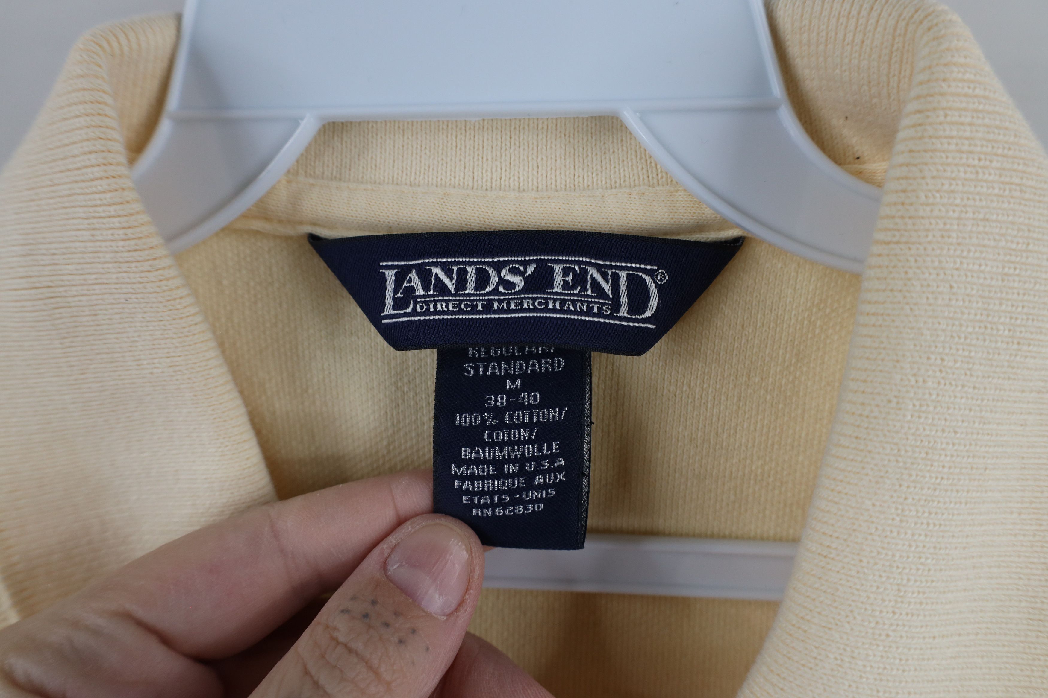 Lands' End × Vintage Vintage 90s Lands End Pique Cotton Polo Shirt Yellow USA Size US M / EU 48-50 / 2 - 7 Thumbnail
