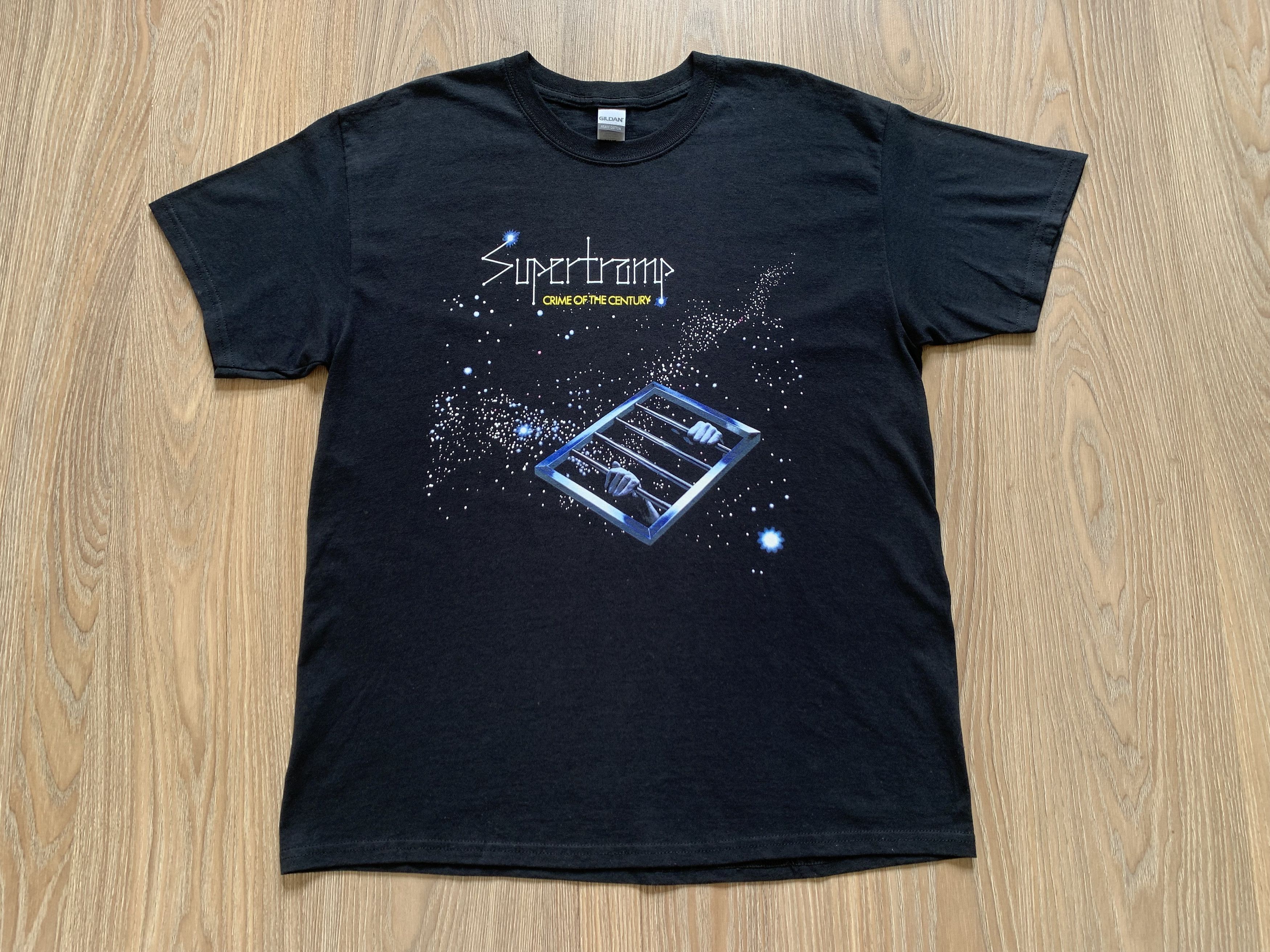Band Tees × Gildan Gildan Supertramp Crime of The Century Black T Shirt Size US L / EU 52-54 / 3 - 3 Thumbnail