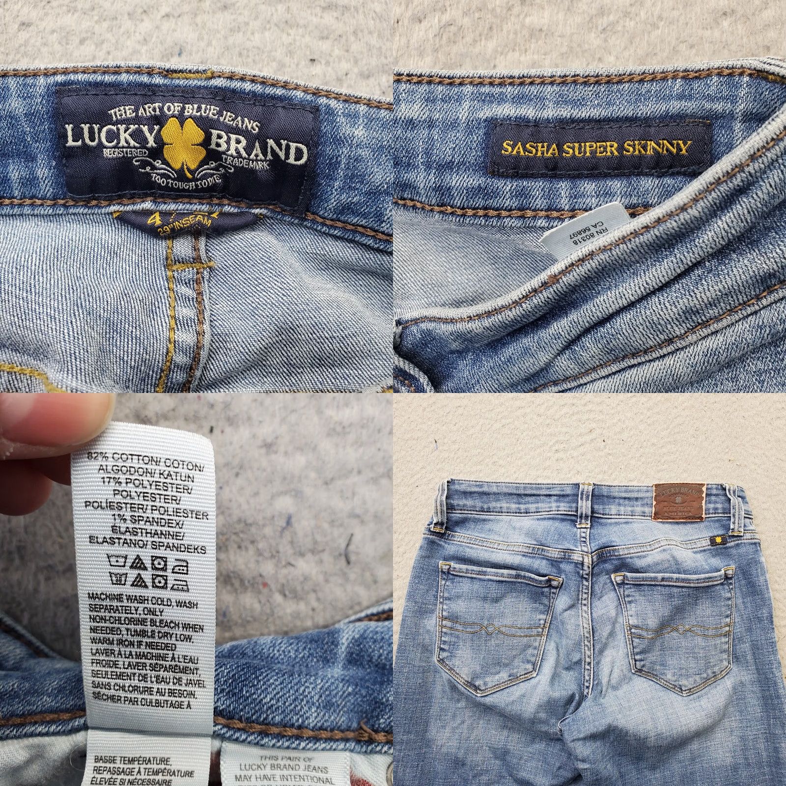 Lucky Brand Lucky Brand Sasha Super Skinny Jeans Womens 4 Blue Denim 27.5 Inseam 5-Pocket Slim Stretch Casual Streetwear Womens 4/27 Denim Blue Jeans Size 27" / US 4 / IT 40 - 8 Thumbnail