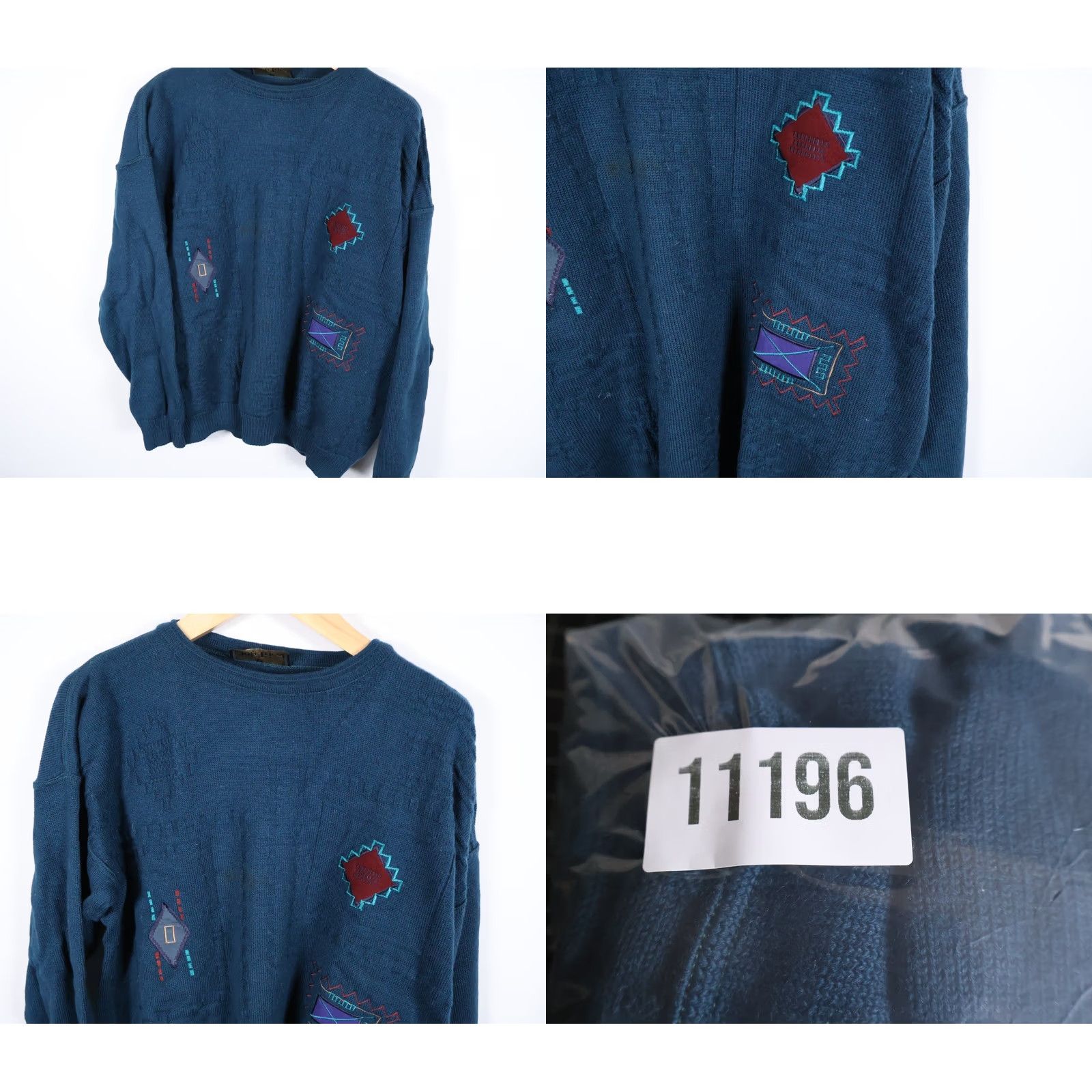 Vintage VINTAGE Club Tricot Wool Sweater Mens XL Blue Tribal Aztec Embroidered Ireland Made Size US XL / EU 56 / 4 - 9 Thumbnail
