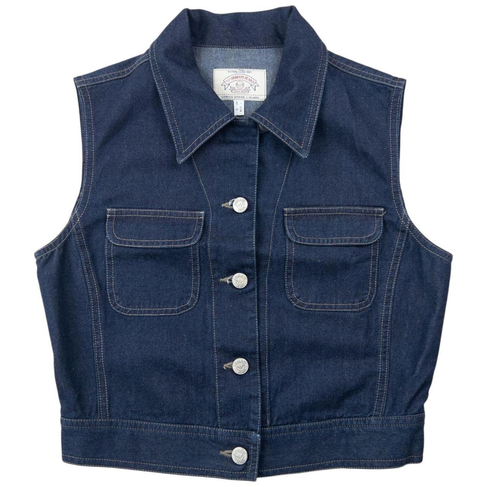 Armani Vintage 90s Armani Jeans Button Up Denim Top Womens Size M Size M / US 6-8 / IT 42-44 - 1 Thumbnail