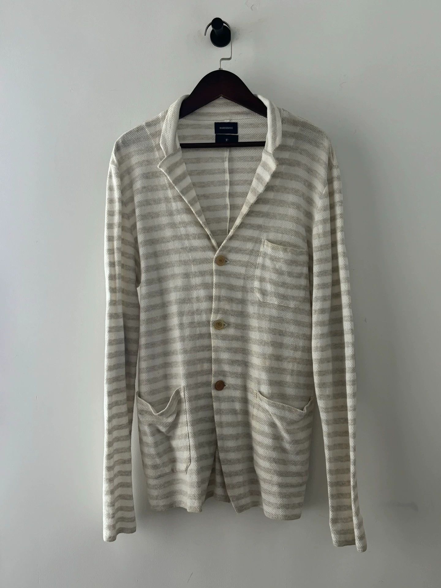 Maison MIHARA YASUHIRO MIHARA YASUHIRO Knit Blazer S Ecru Elbow Lthr Patch Japan Size US S / EU 44-46 / 1 - 1 Thumbnail