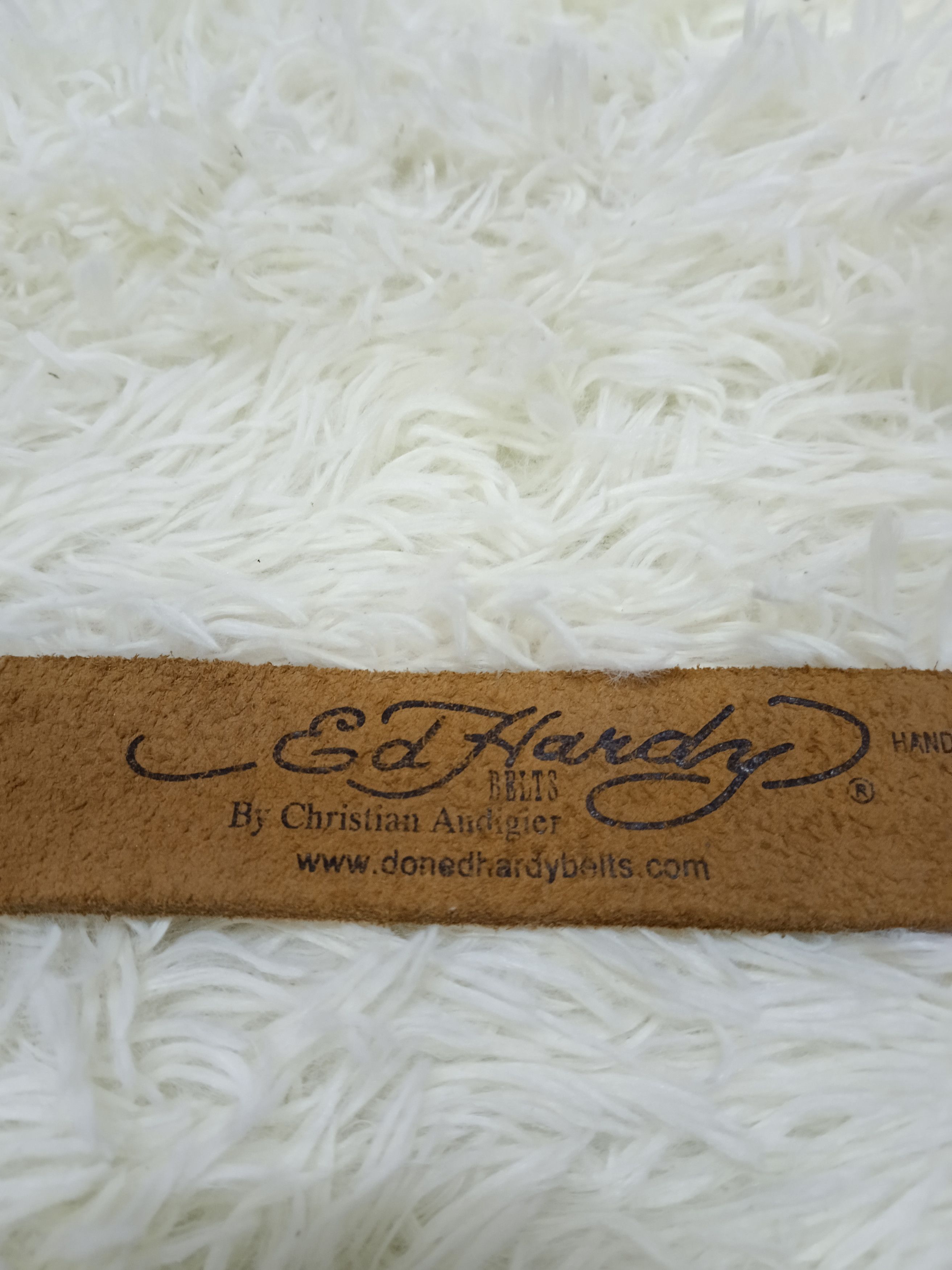 Ed Hardy × Leather ED HARDY SKULL CROSSBONE BUCKLE BELT Size ONE SIZE - 6 Thumbnail