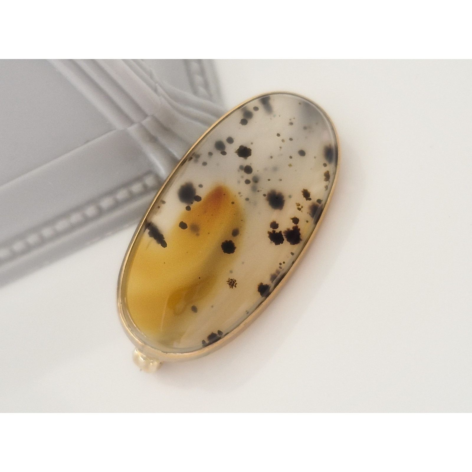 Other Vintage 14K Gold Montana Agate Brooch Pin Size ONE SIZE - 2 Thumbnail