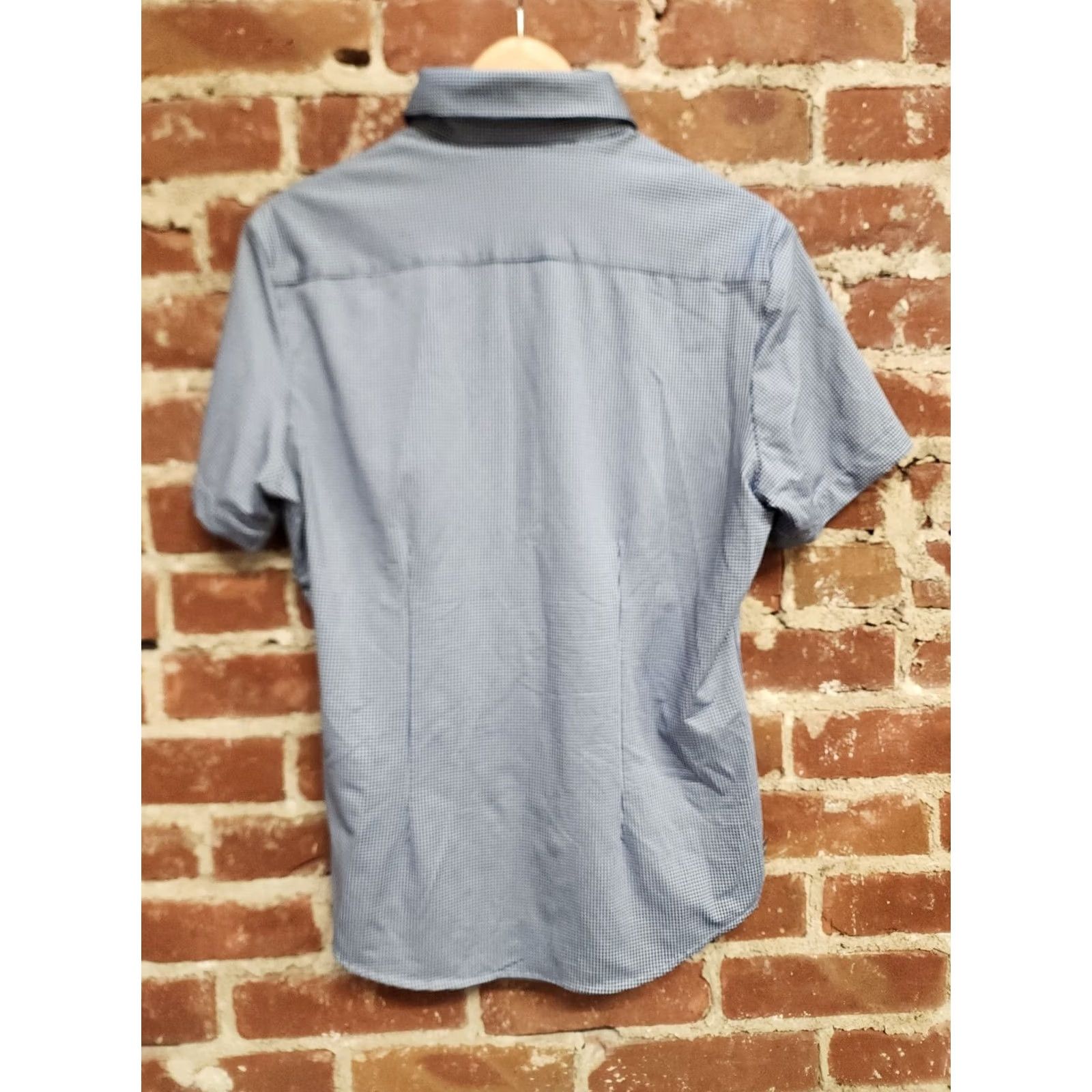 Mizzen+Main Mizzen+Main Blue Short Sleeve Button Up Shirt Sz Small Polyester Spandex Mens Size US 29 - 2 Thumbnail