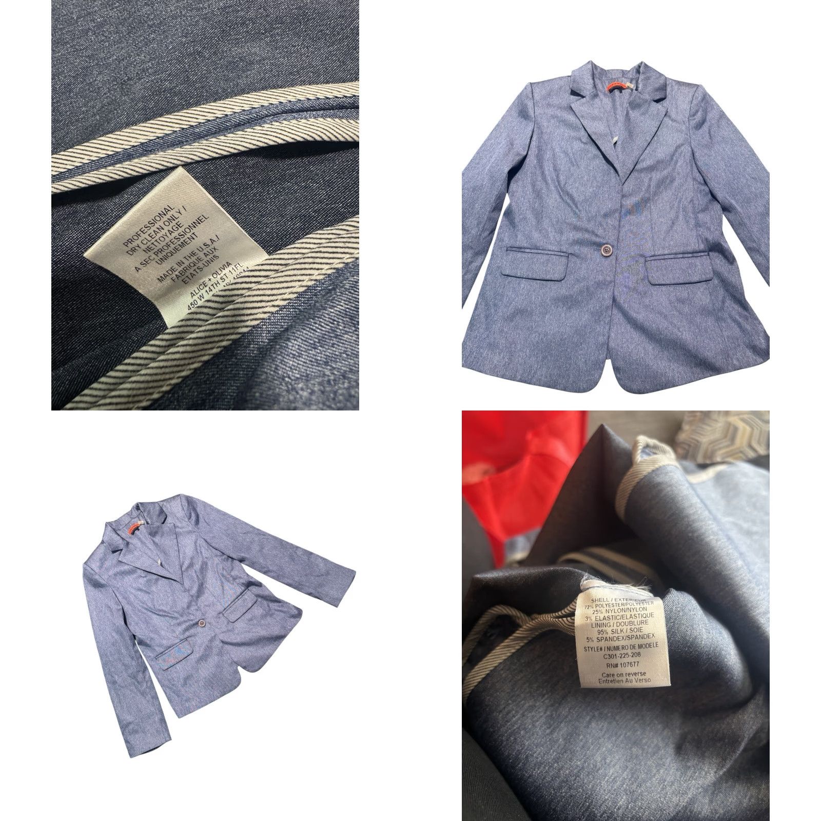 Alice + Olivia Alice + Olivia Light Blue Blazer Silk Lining Blazer Size Medium Women's Blazer Blazer Basic Jacket Lined Spring Fall Regular Size M / US 6-8 / IT 42-44 - 11 Thumbnail