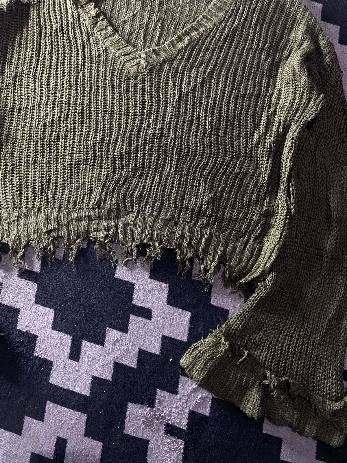 Yasuyuki Ishii Vintage egoist distressed flared wool knit ifsix style Size US M / EU 48-50 / 2 - 4 Thumbnail