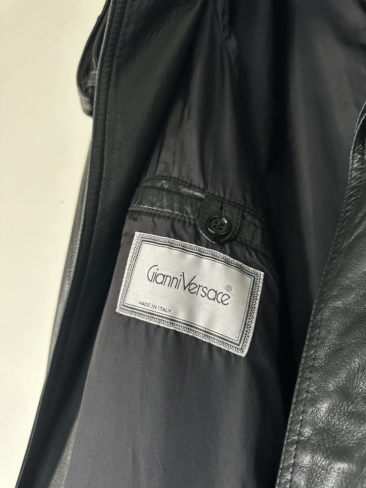 Versace Gianni Versace 80s Black Leather Trench Coat Size US XL / EU 56 / 4 - 5 Thumbnail
