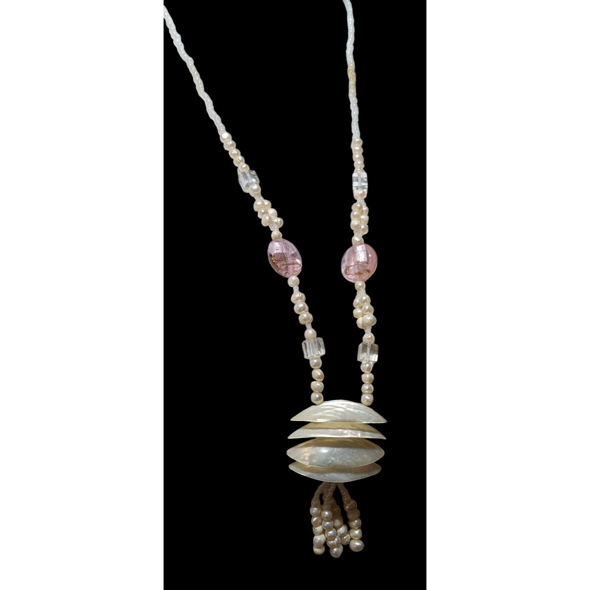 Other Vintage Pearl Shell Beaded Chandelier Necklace Size ONE SIZE - 4 Thumbnail
