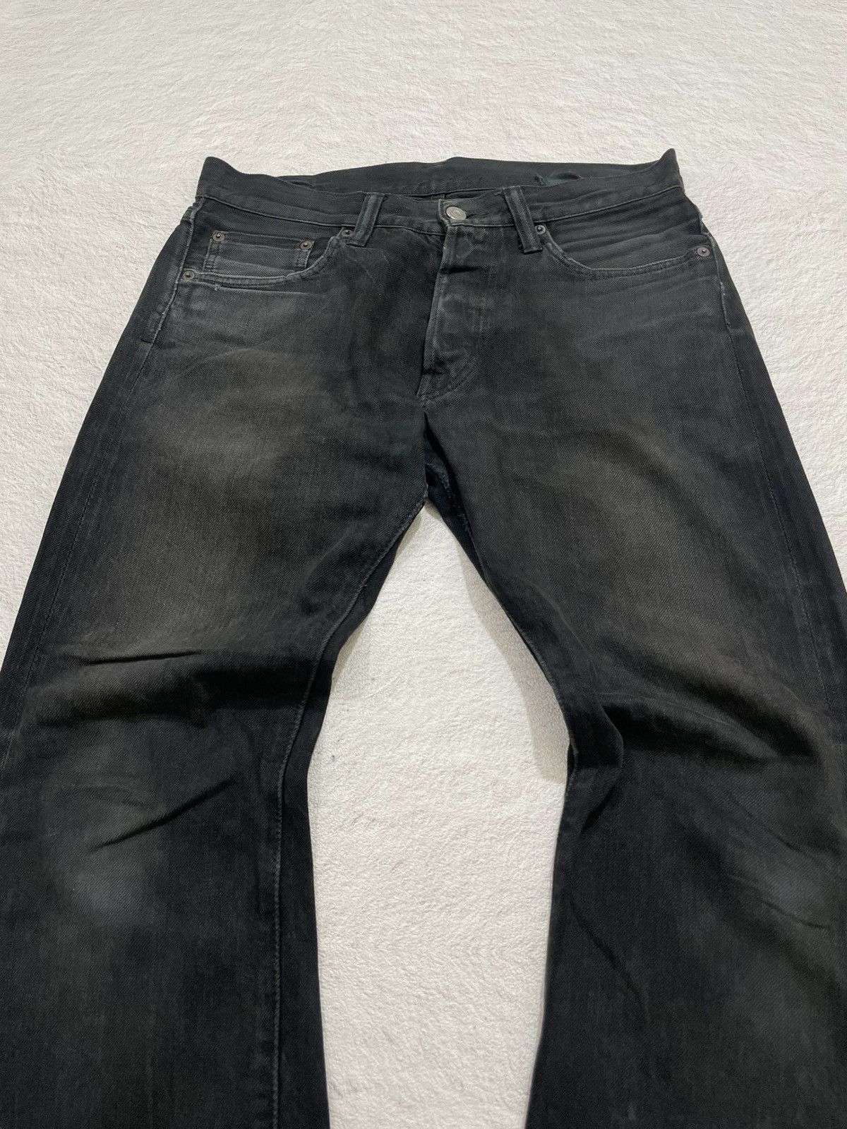 Japanese Brand Vintage 2000s Button Fly Washed Black Jeans y2k Size US 31 - 2 Thumbnail
