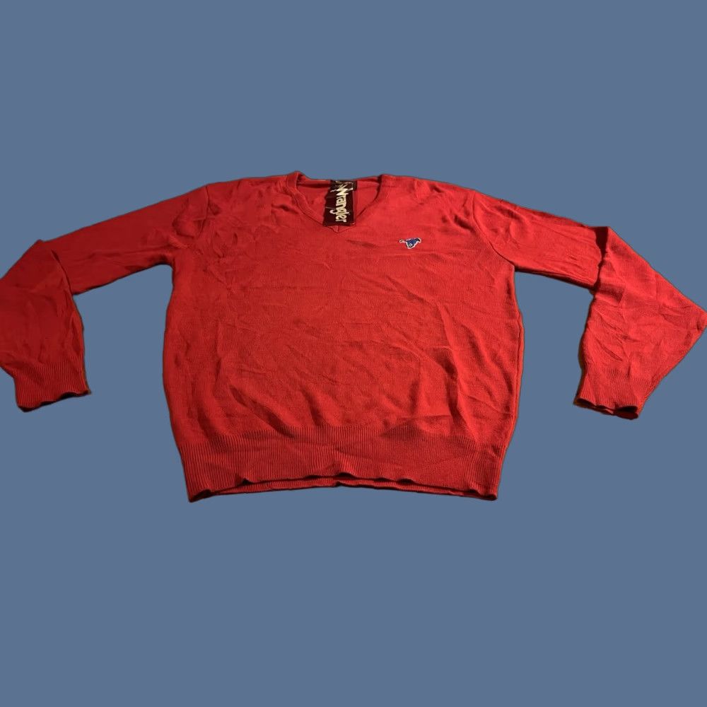 Wrangler VINTAGE Wrangler V-Neck Sweater Men’s L Red Blue Horse Logo 80s Shirt Mens Large Pullover Knit Winter Fall Winter Vintage 80s Horse Logo Size US L / EU 52-54 / 3 - 1 Thumbnail