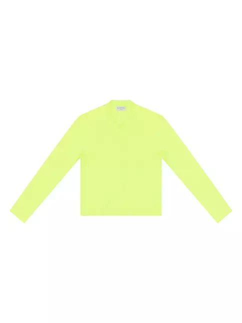 image of Oc11Z0124 Balenciaga Tab Fitted V-Neck Long Sleeve T-Shirt in Yellow, Men's (Size XS)