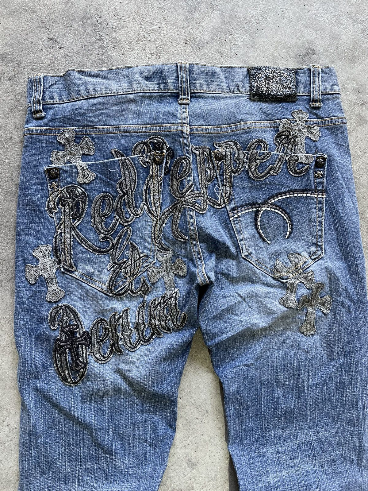 If Six Was Nine × Le Grande Bleu (L.G.B.) Red Pepper ChromeHearts Motive Denim Size US 34 / EU 50 - 17 Thumbnail