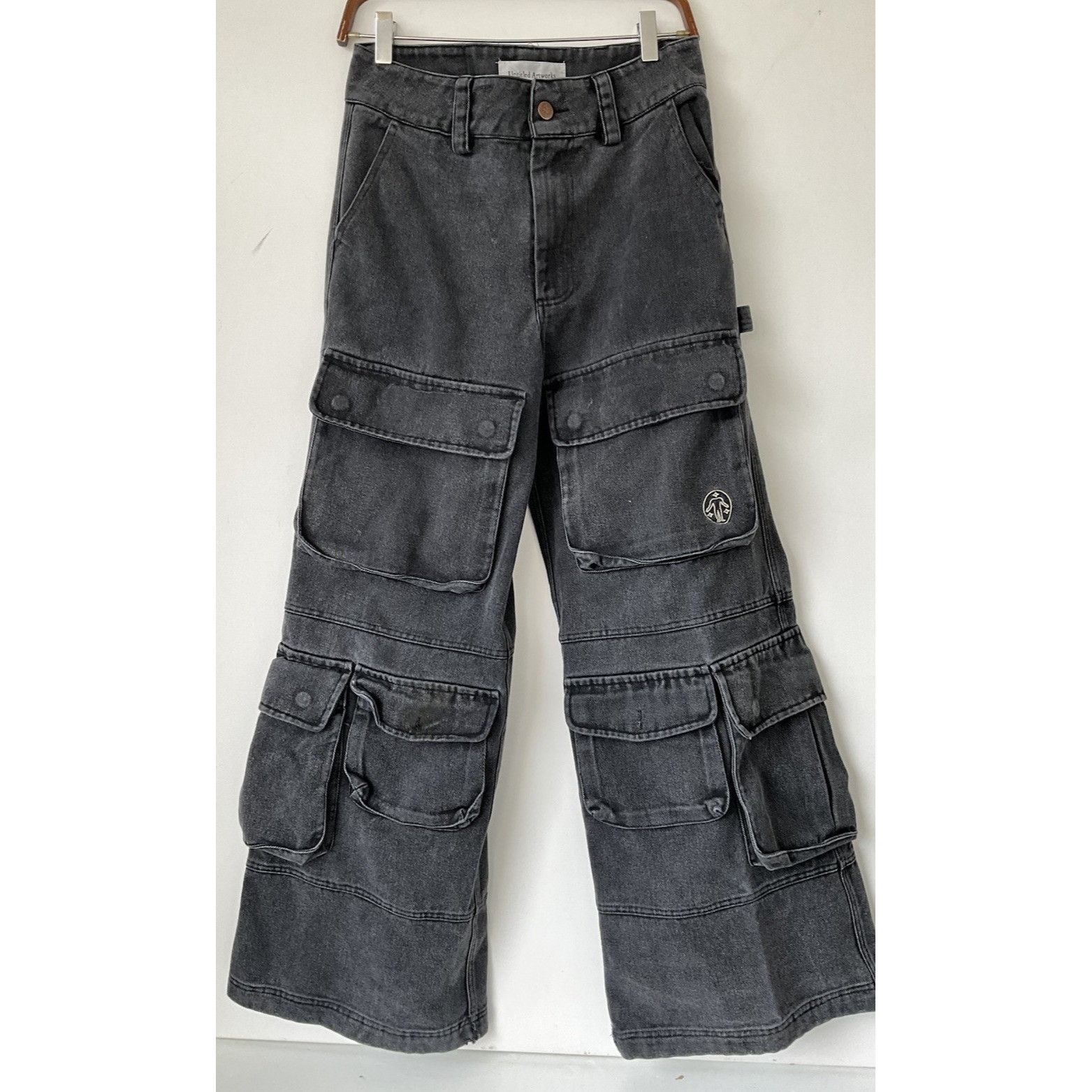 Untitled Artworks Untitled Artworks Black Cargo Jeans Wide Leg Utility Pants S Size US 30 / EU 46 - 3 Thumbnail