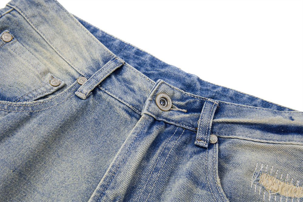 Jean Men's gradient distressed loose punk washed ripped jeans Size US 32 / EU 48 - 3 Thumbnail