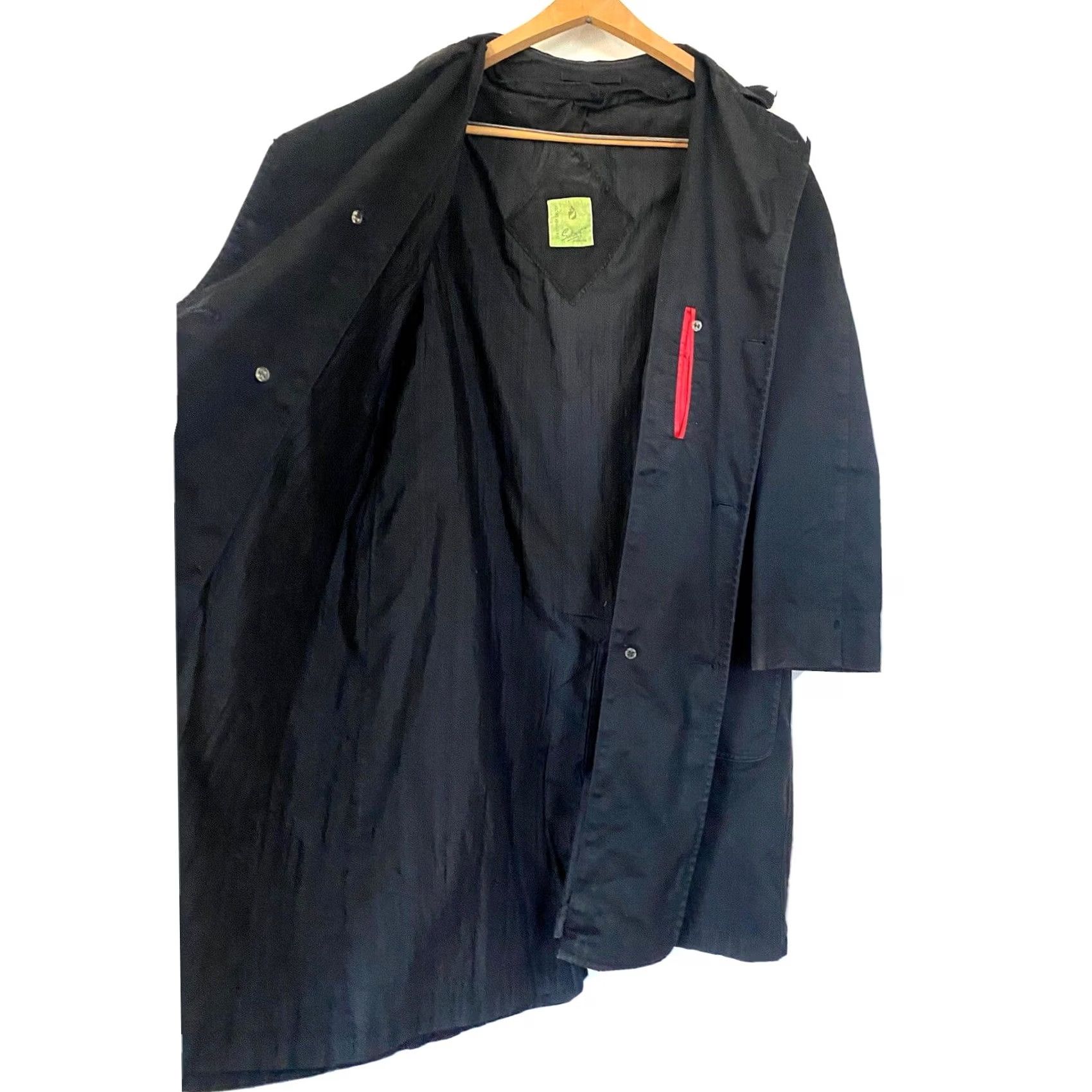 Rains Sakowitz Christopher Coat Jacket Overcoat Boatswain Twill 40 Long Men’s Vintage Black Rain Overcoat Mens Size US XXS / EU 40 - 4 Thumbnail