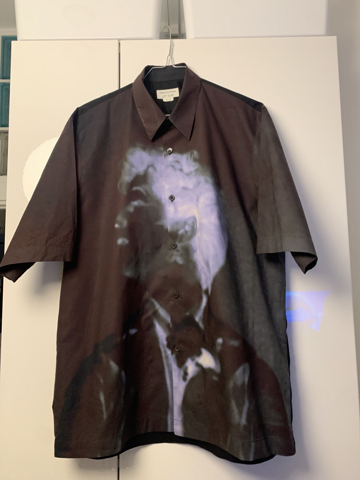 image of Dries Van Noten Len Lye Shirt in Burgundy, Men's (Size Large)