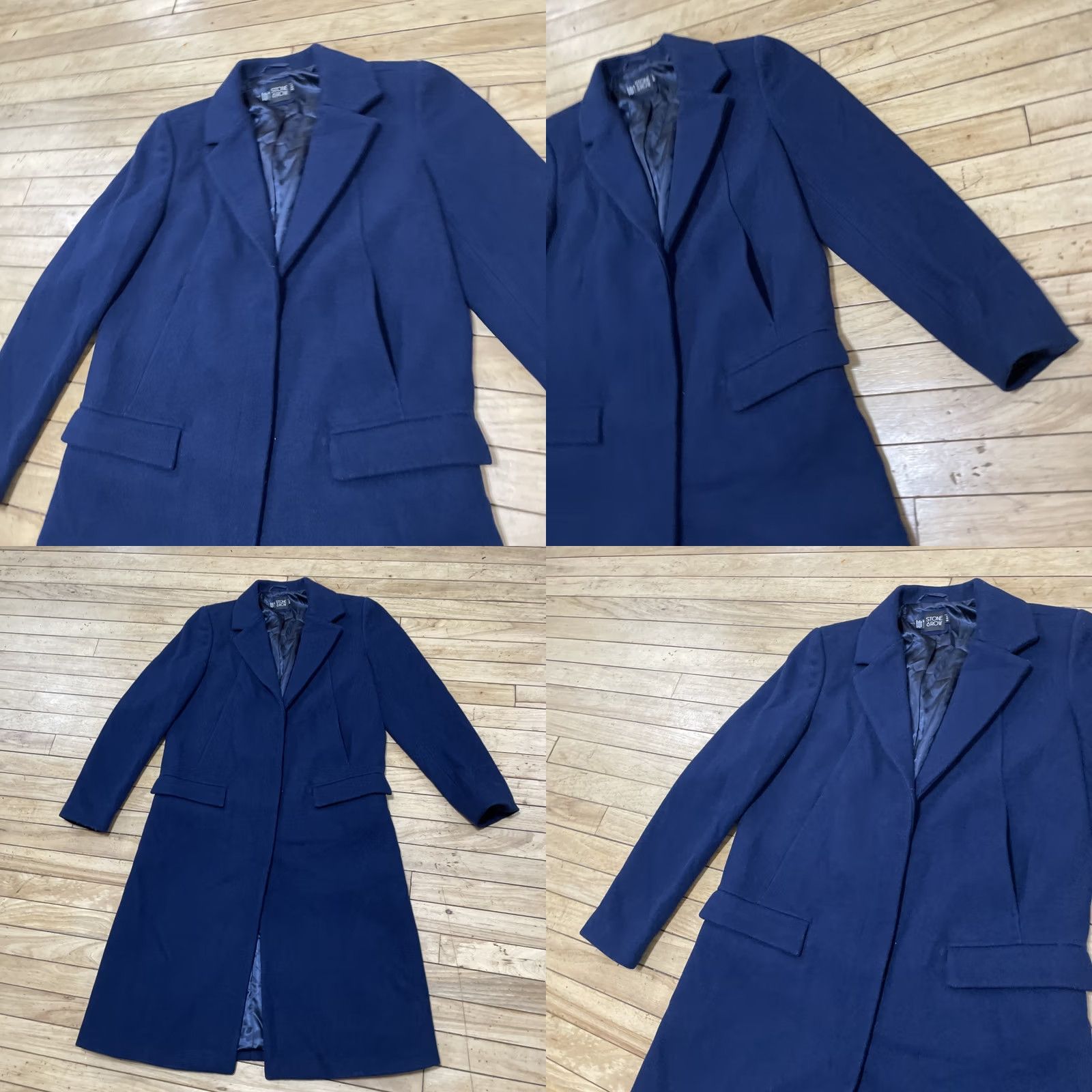 Vintage Stone Row Wool Trench Coat Women L Blue Long Overcoat Heavyweight Duster City Bohemian 90s Mens? Size L / US 10 / IT 46 - 11 Thumbnail