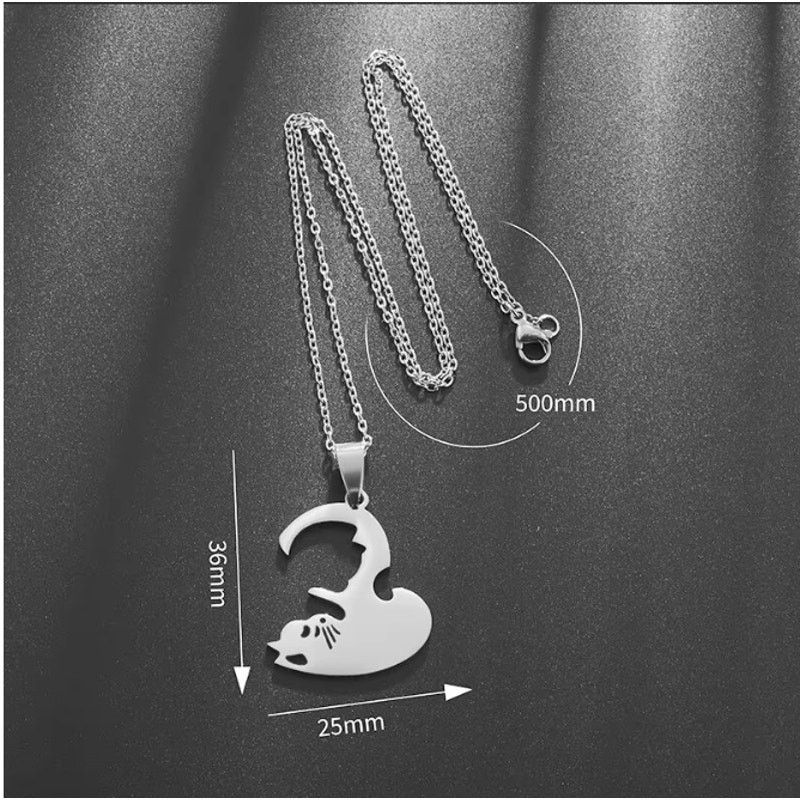 Other Cat Yin Yang Necklace Set - Stainless Steel Matching 20" Size ONE SIZE - 5 Thumbnail
