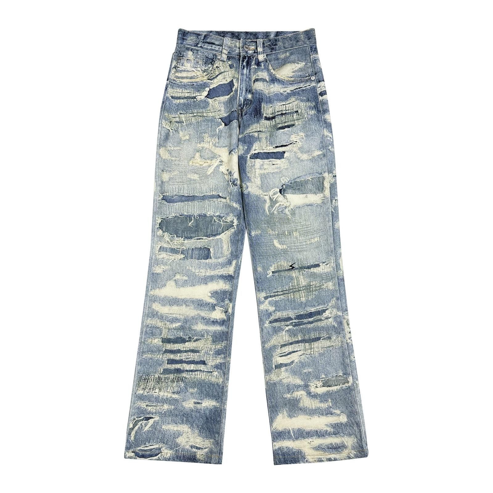 Vintage Tie Dye Washed Ripped Straight Leg Stacked Flared Jeans Size US 32 / EU 48 - 5 Thumbnail