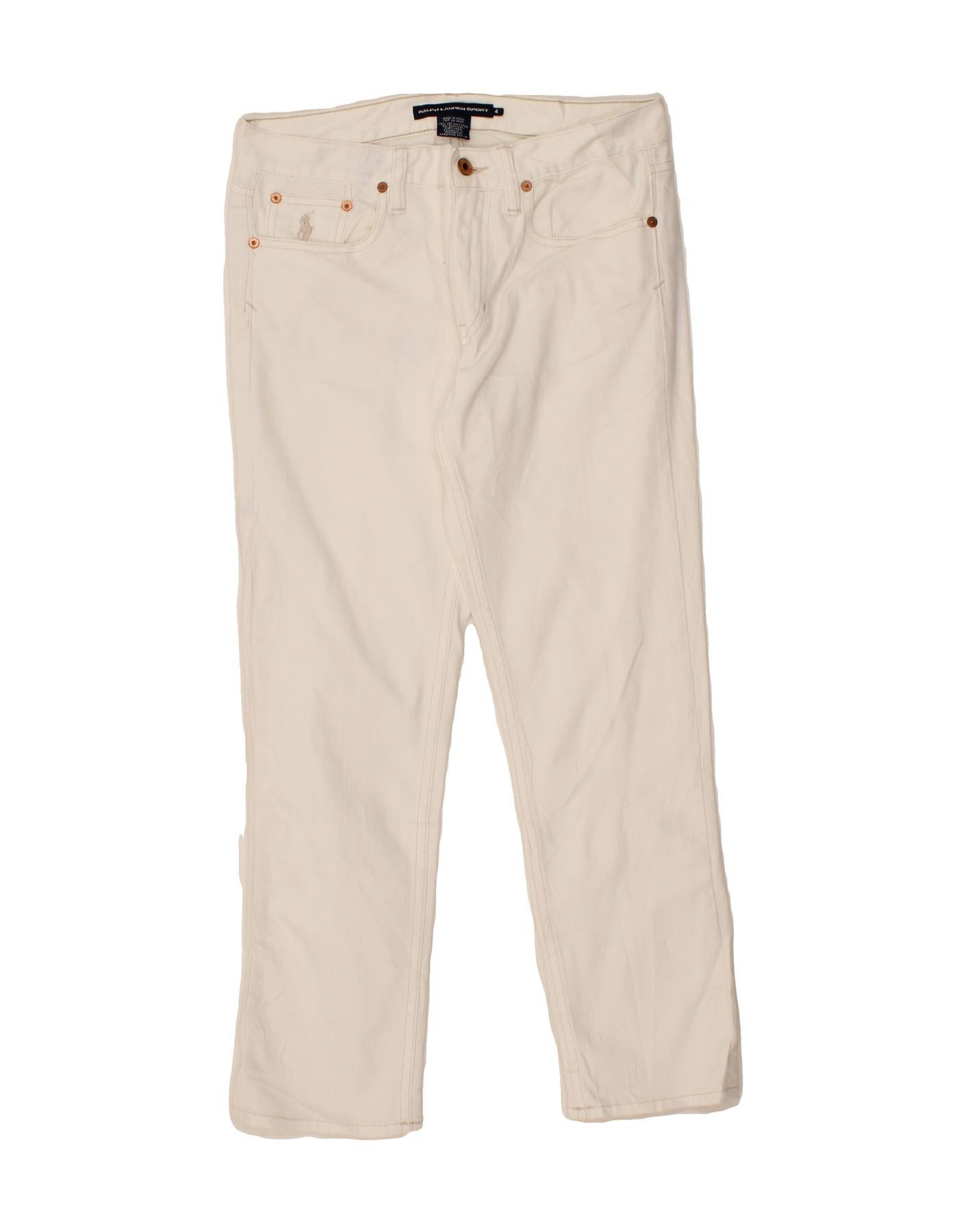 Ralph Lauren Womens Straight Casual Trousers US 4 Small W27 L26 White Size 25" / US 0 / IT 36 - 1 Thumbnail