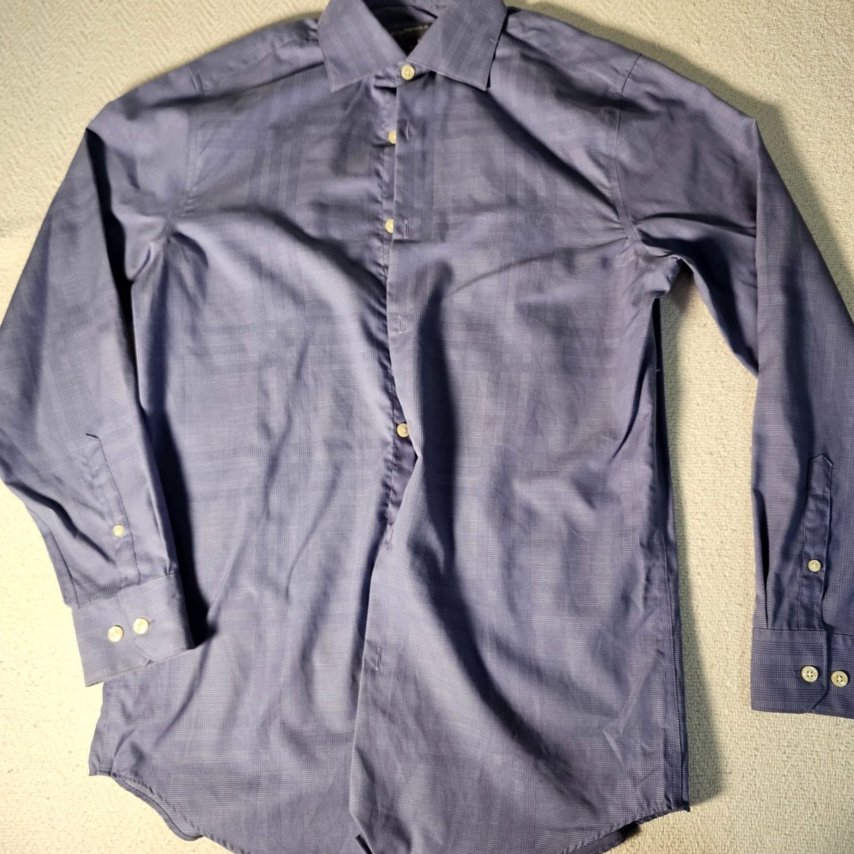 Perry Ellis Perry Ellis Button-Up Shirt Men’s Long Sleeve Blue Stripe City Fit Small 14.5 Regular Cotton Spandex Knit Blue Size US M / EU 48-50 / 2 - 2 Thumbnail