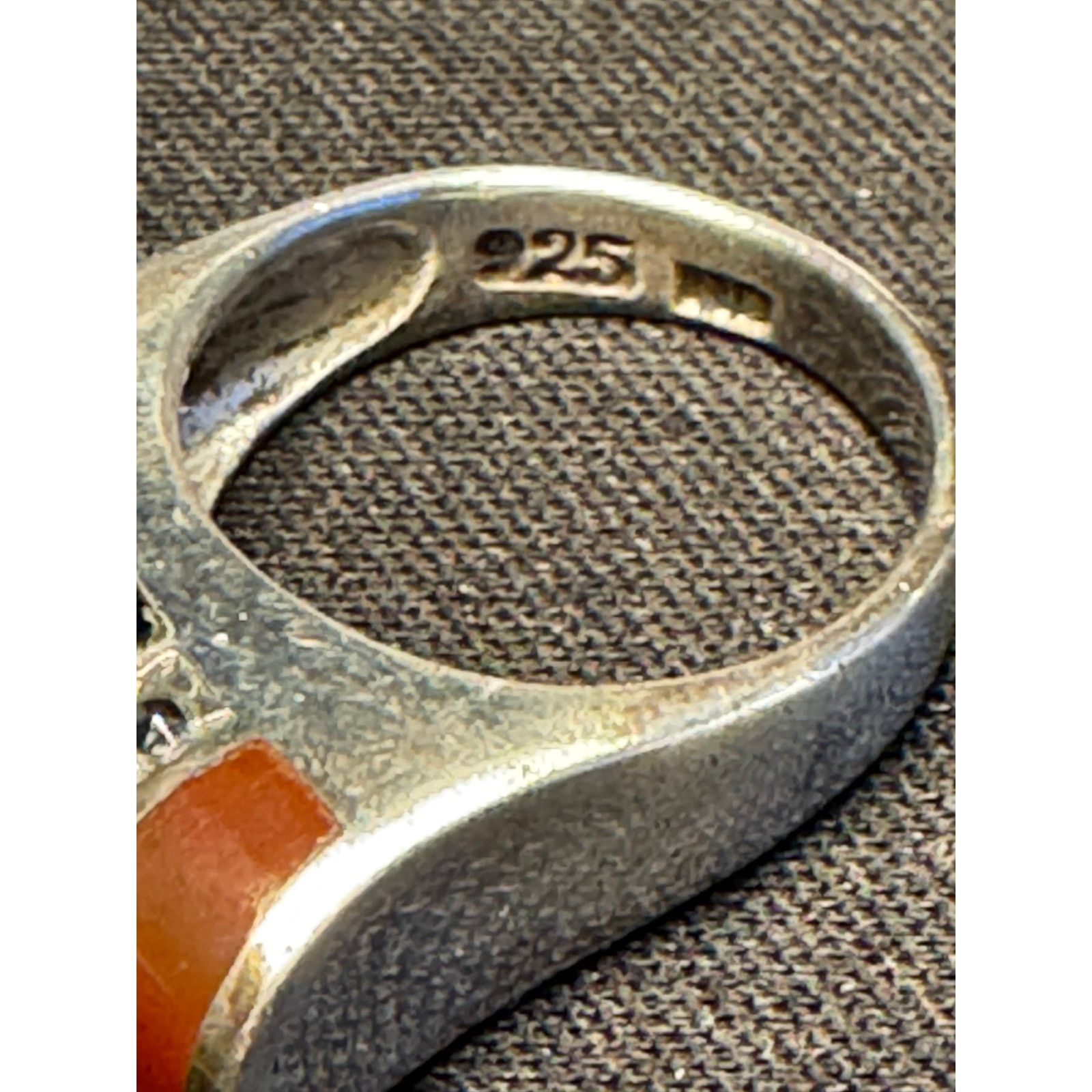 Other 925 Sterling Onyx Carnelian Jade Size 6 Ring Size ONE SIZE - 5 Thumbnail