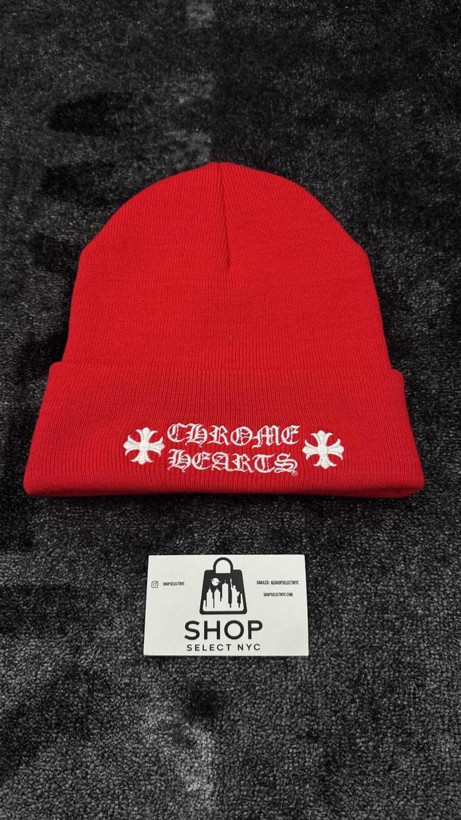 Chrome Hearts BRAND NEW CHROME HEARTS RED/WHITE VERTICAL LOGO BEANIE Size ONE SIZE - 1 Thumbnail