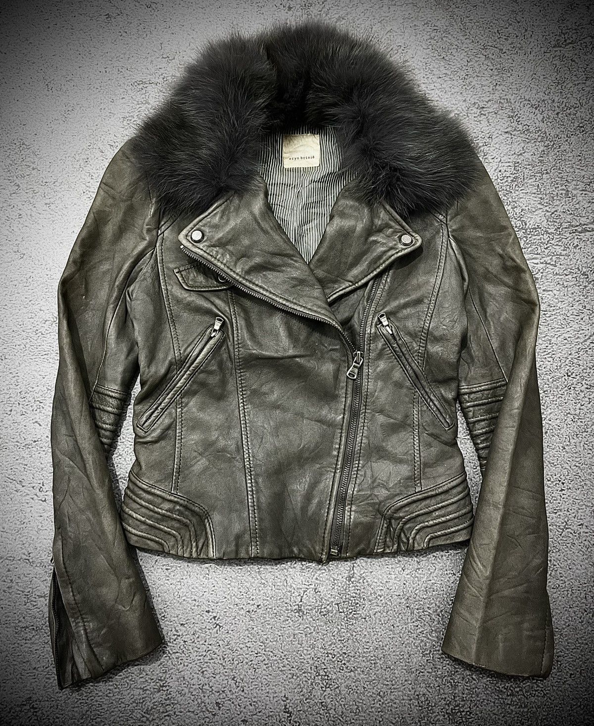2000s Eryn Brinie Leather Fox Fur Jacket 14th addiction styl