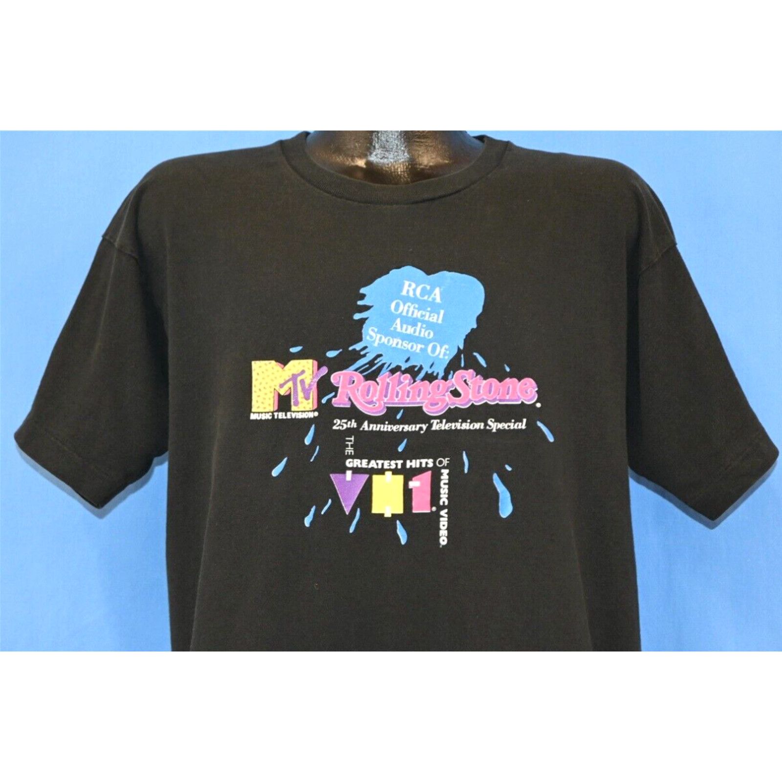 image of Fruit Of The Loom VTG 90's Rolling Stone Magazine 25Th Anniversary Mtv Music Tv Special T-Shirt XL 