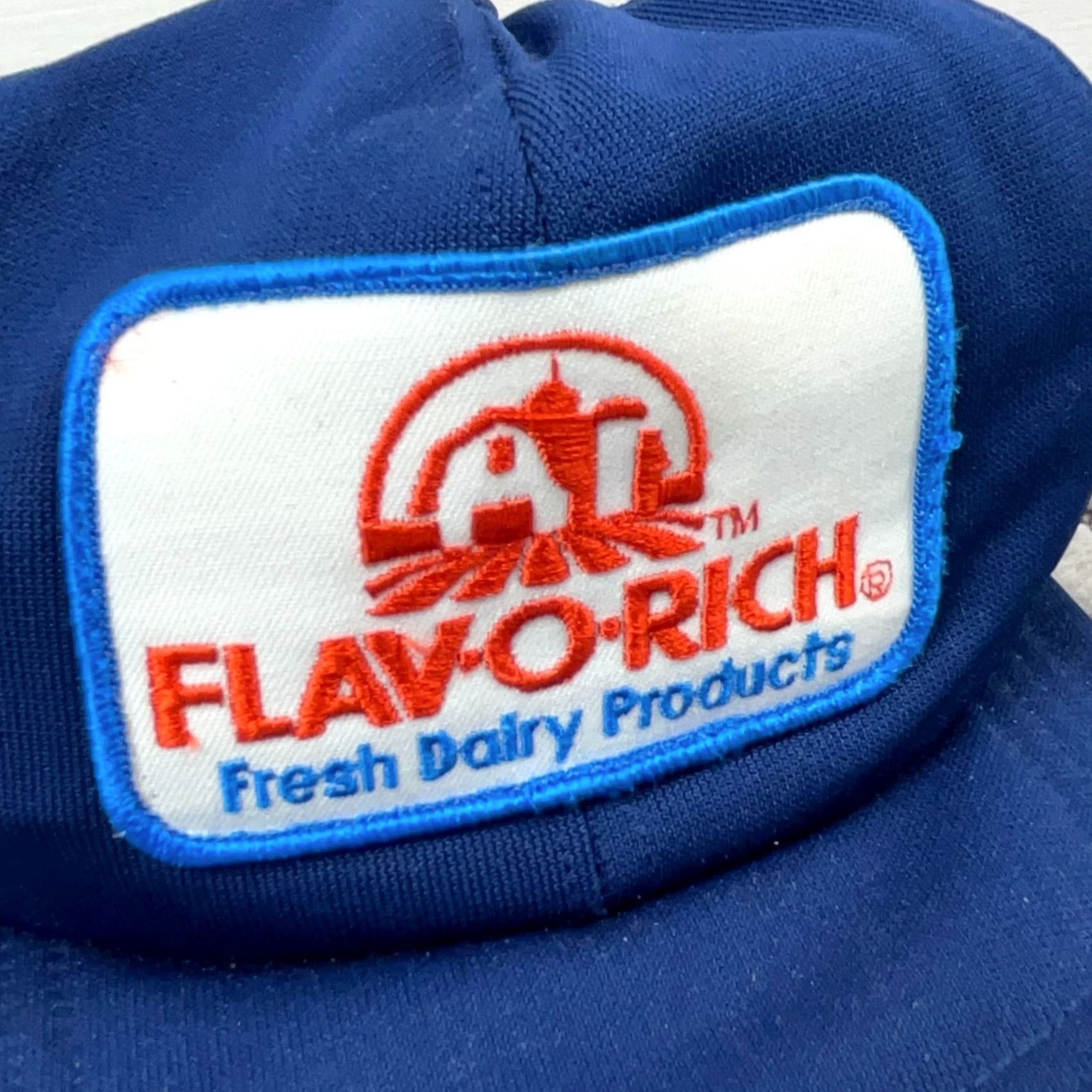Vintage VINTAGE Riverside Trucker Hat Cap Blue USA 80s 90s Patch Flav O Rich Dairy Farm Mens Size ONE SIZE - 3 Thumbnail