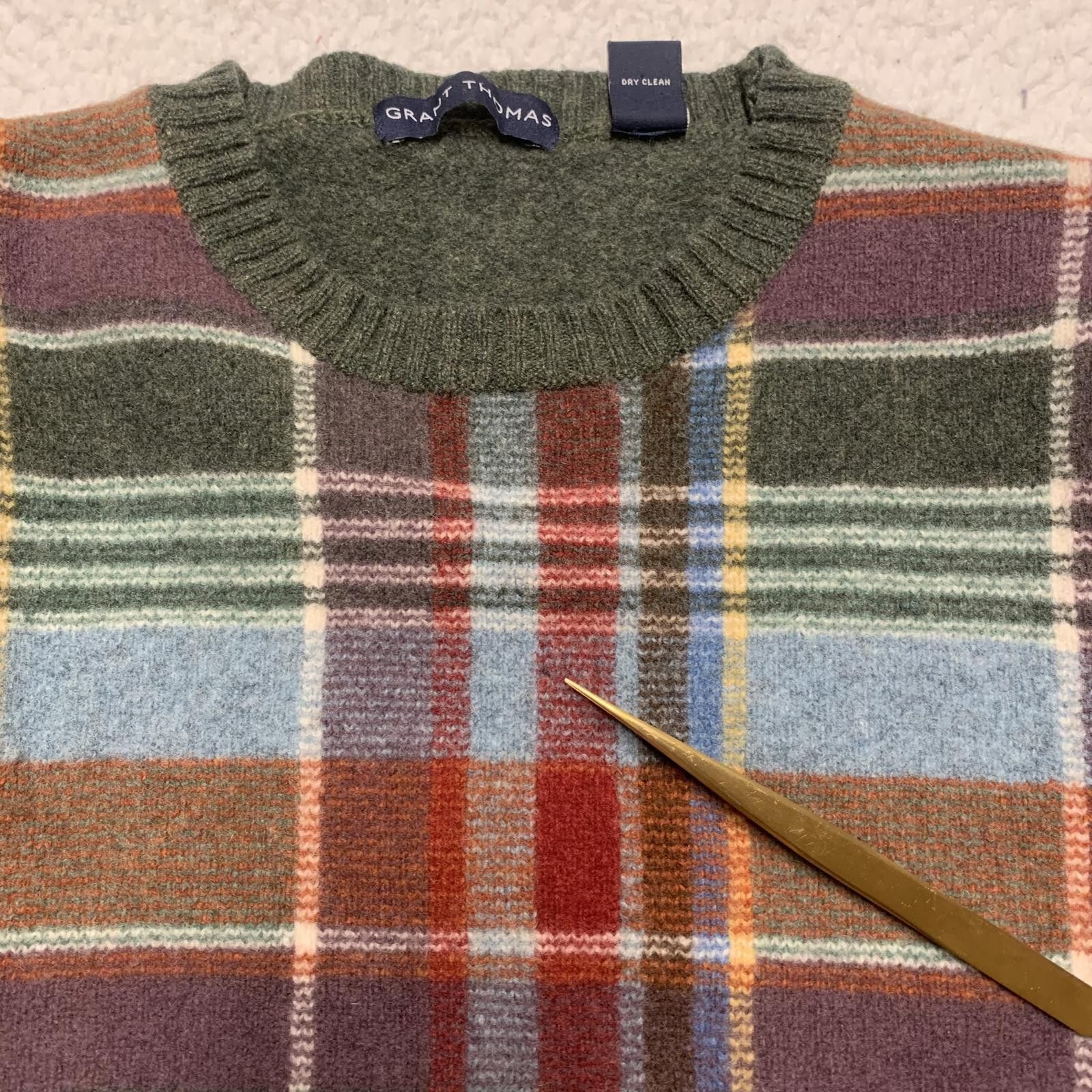 Grant Thomas Grant Thomas Men's Size Large Plaid Wool Sweater Size US L / EU 52-54 / 3 - 2 Thumbnail
