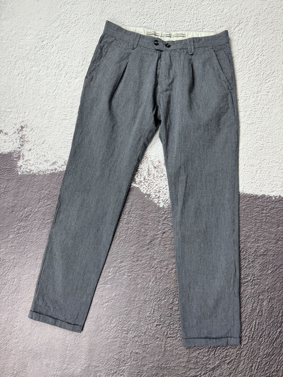 Officina36 Officina 36 cotton striped grey cropped chino pants Size US 30 / EU 46 - 1 Thumbnail