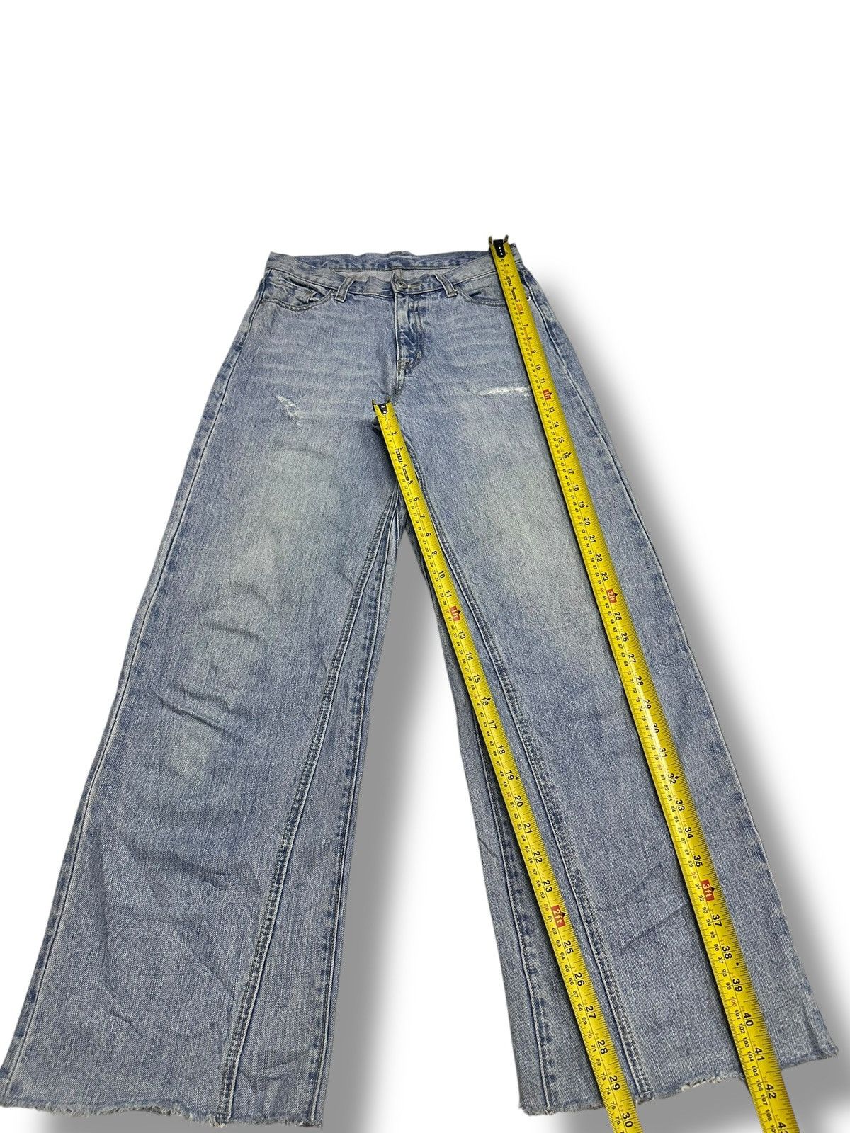 Japanese Brand Vintage Japan Distressed Jean With Wideleg Baggy Style Faded Size US 30 / EU 46 - 12 Thumbnail