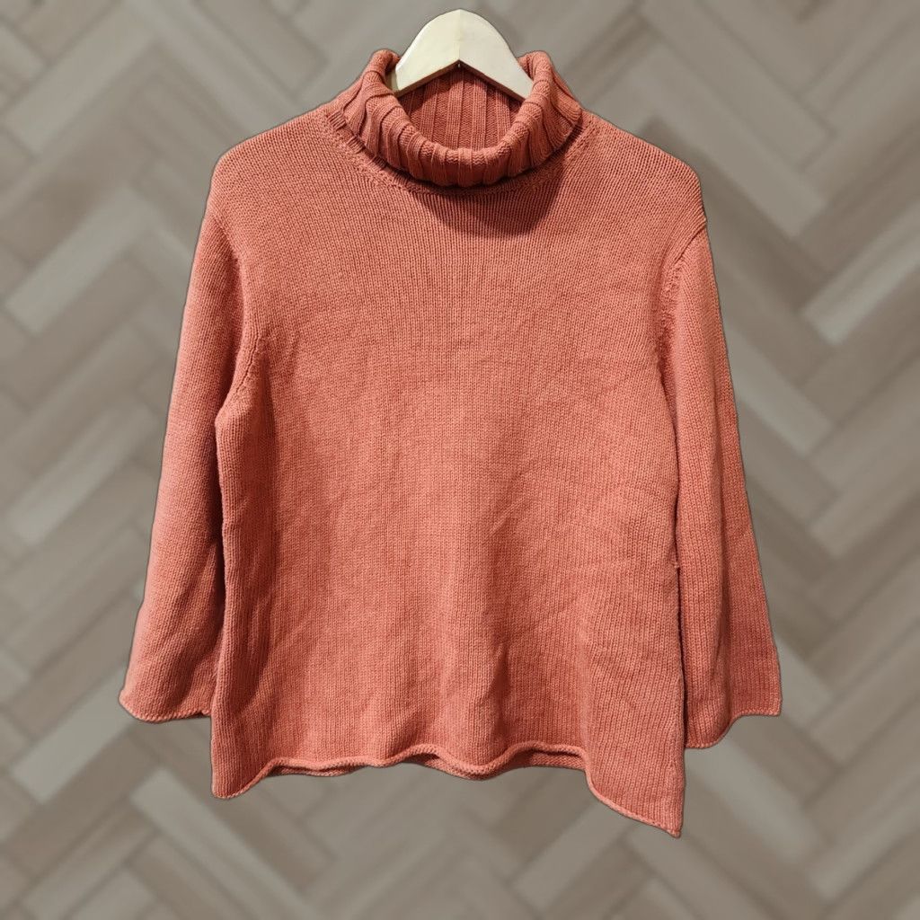 J. Jill J.Jill Womens Knit Orange Turtleneck Medium Shirt Clothing Knit Top Wom en Casual Regular 100% Cotton Pullover Long Sleeve Size M / US 6-8 / IT 42-44 - 1 Thumbnail
