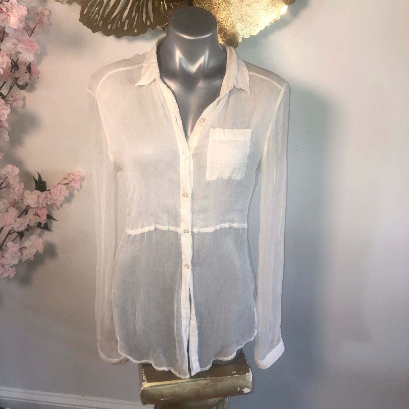 Chan Luu Blouse Top Chan Luu sheer button down Size S / US 4 / IT 40 - 9 Thumbnail