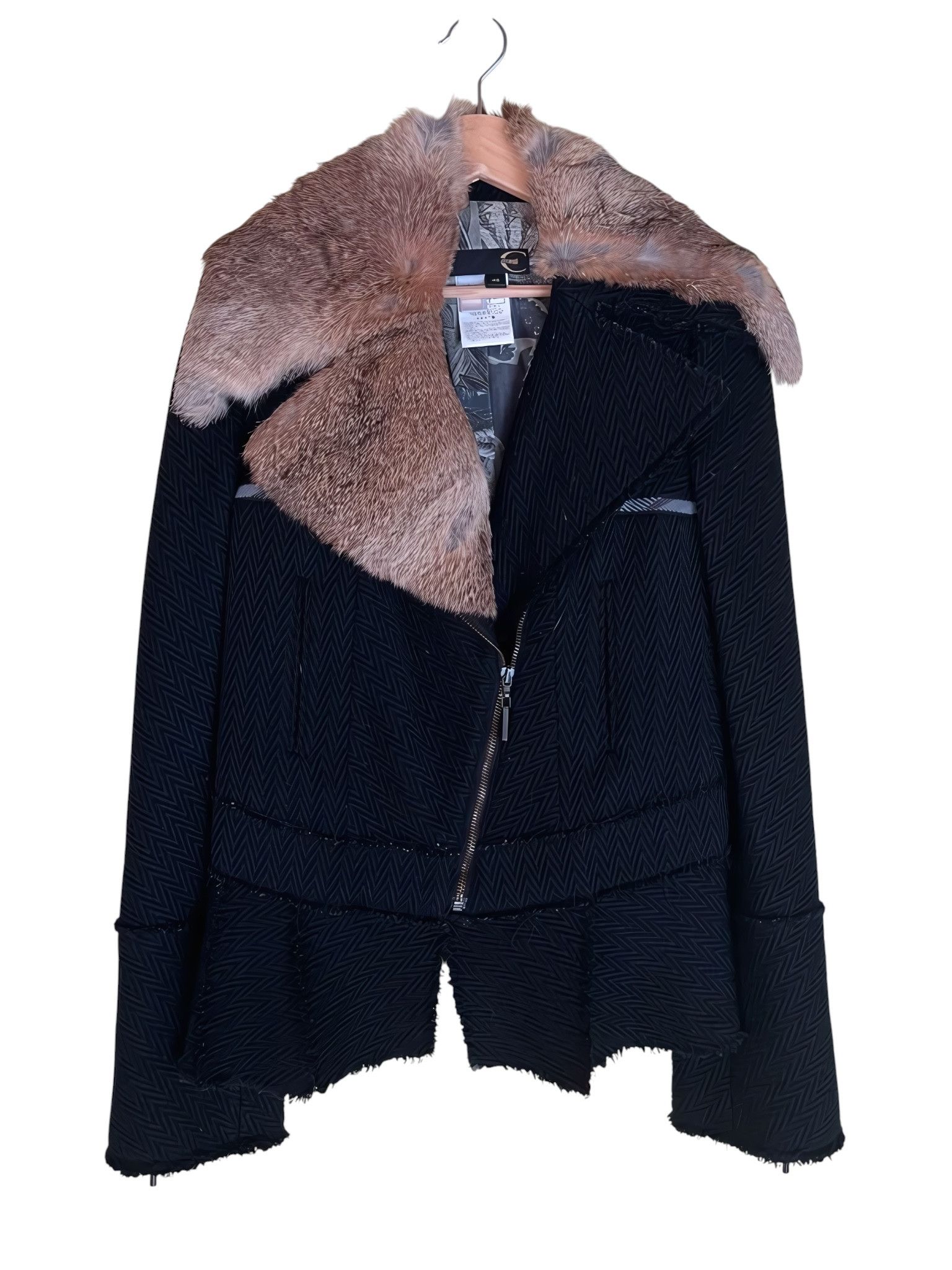 Roberto Cavalli RABBIT FUR WOOL JACKET Size L / US 10 / IT 46 - 1 Thumbnail