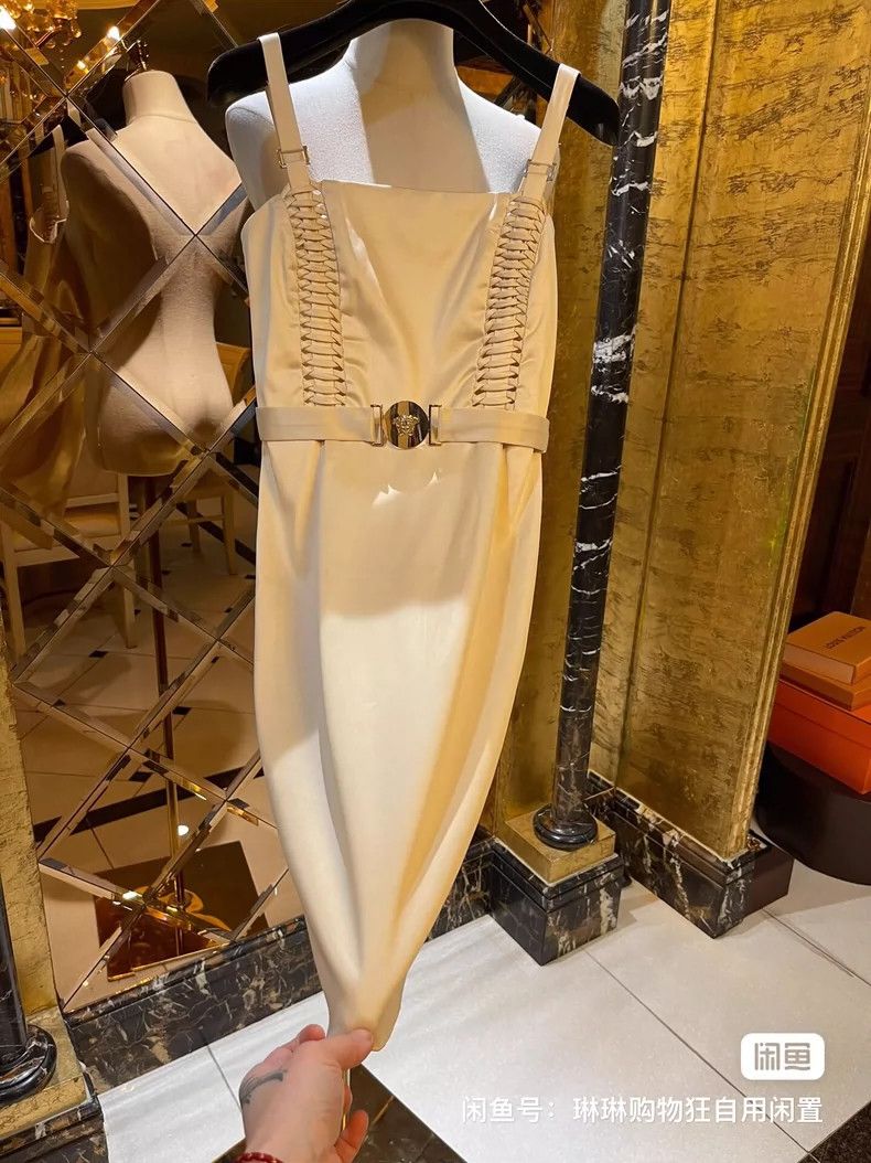 Versace Versace Satin champagne dress dress three-dimensional slim Size M / US 6-8 / IT 42-44 - 7 Thumbnail