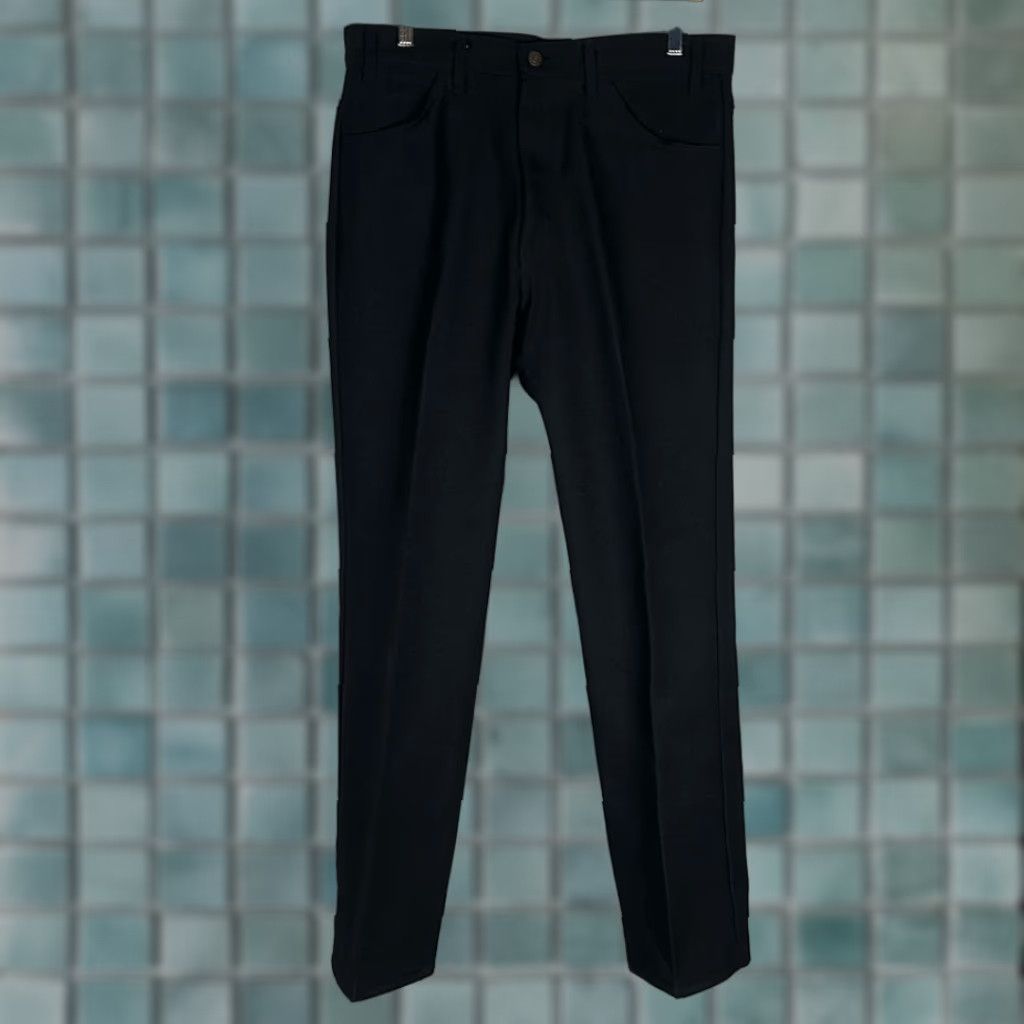 Levi's VINTAGE Levi’s Black Dacron Polyester Pants Trousers Men W36 L32 Made in USA Dress Pants Inseam 32 Size US 36 / EU 52 - 1 Thumbnail