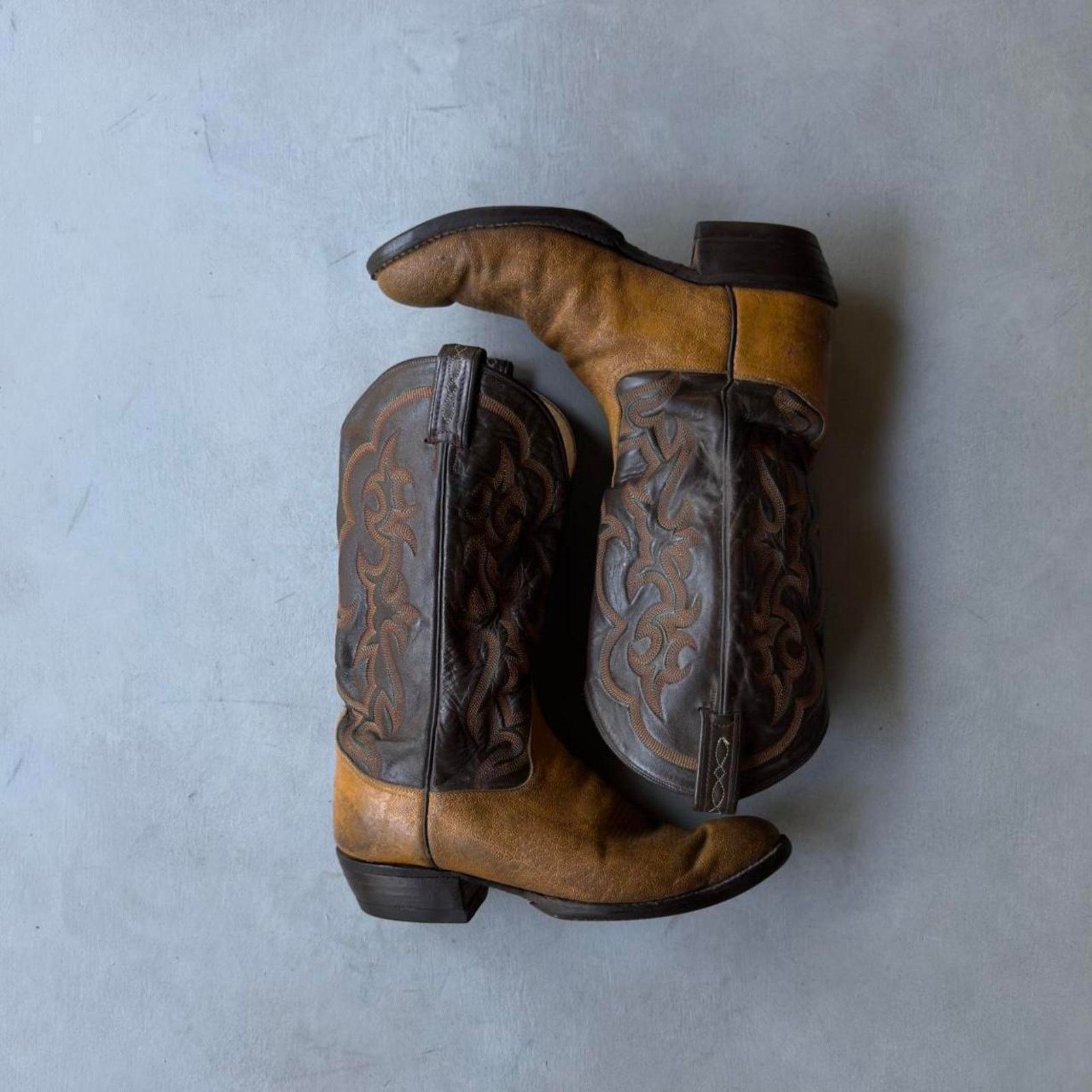 Vintage Tony Lama Cowboy Boots Roper Rodeo Western
