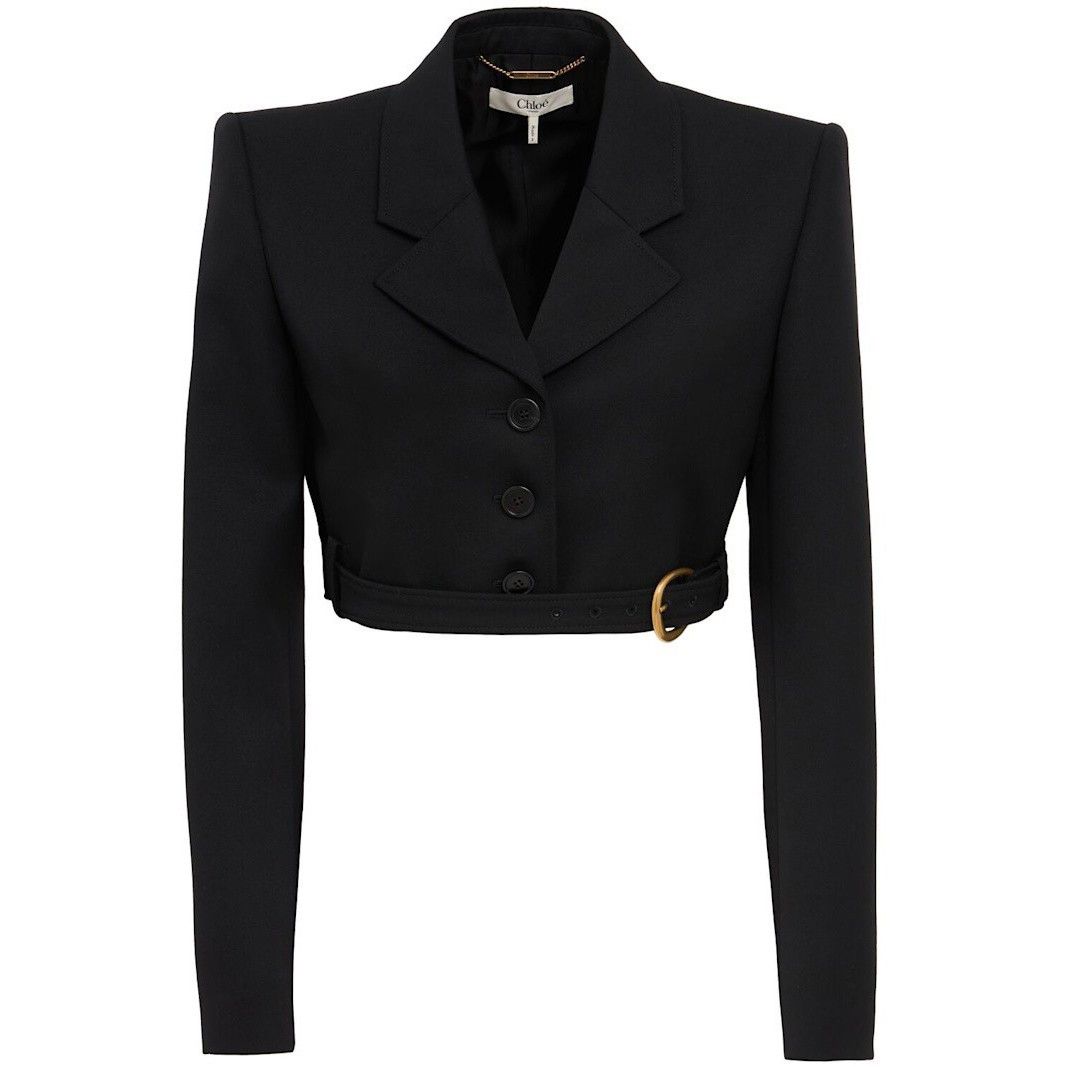 Chloe CHLOE Grain de Poudre Crop Black Wool Blazer New & Authentic Size M / US 6-8 / IT 42-44 - 1 Preview