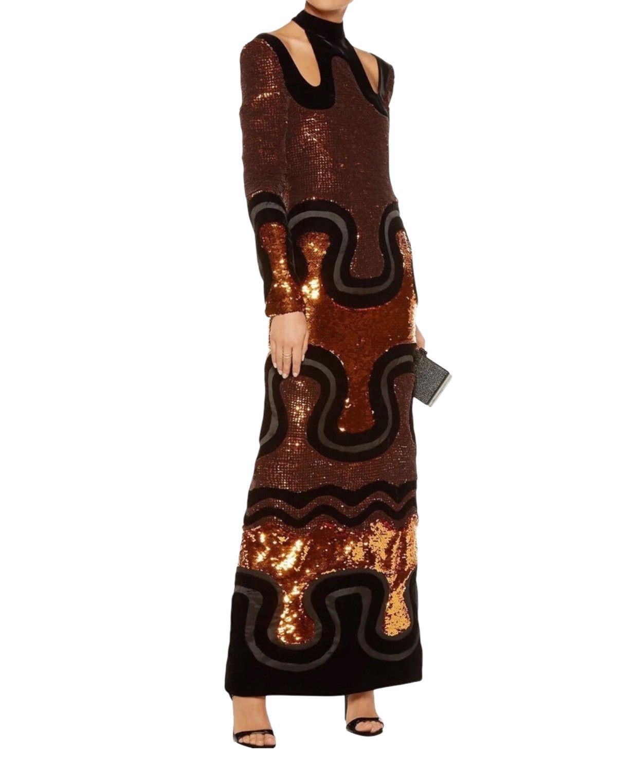 Tom Ford Tom Ford FW 2015 Runway Cutout Copper Sequin & Velvet Gown Size XS / US 0-2 / IT 36-38 - 1 Thumbnail