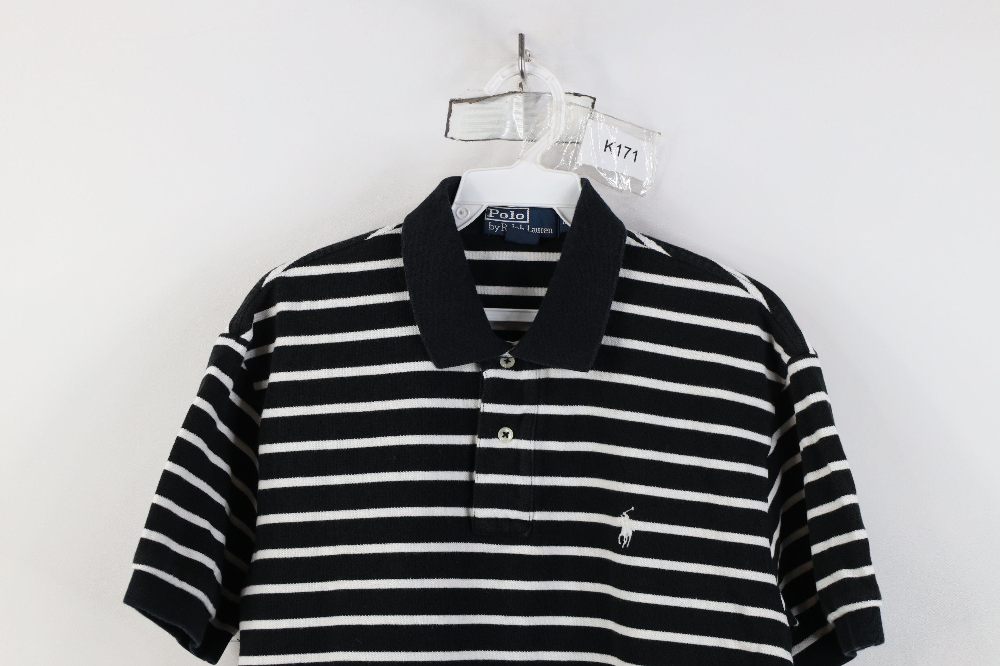 Polo Ralph Lauren Vintage 90s Ralph Lauren Pique Cotton Golf Polo Shirt Black Size US M / EU 48-50 / 2 - 2 Thumbnail