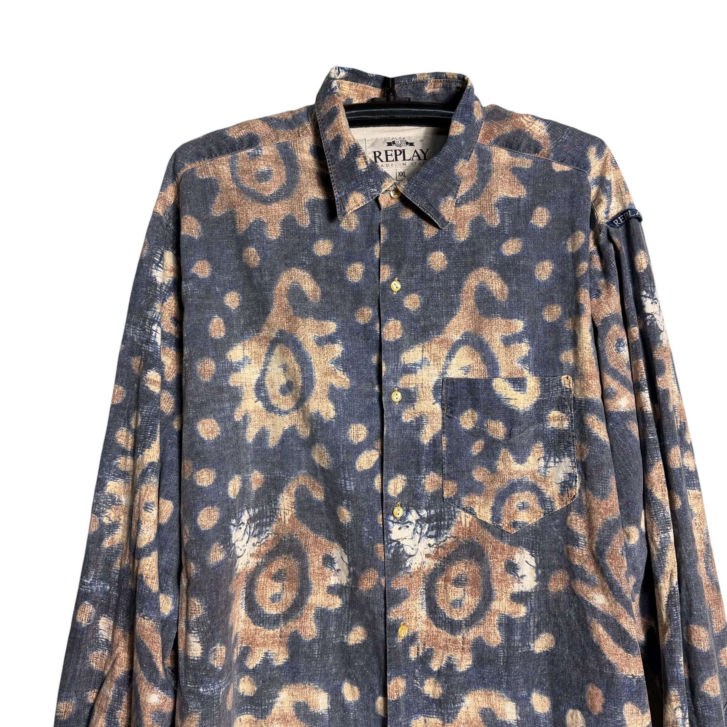 Replay 🔥RARE🔥Vintage 90s Replay Abstract L/Sleeve Button Up Shirt Size US XXL / EU 58 / 5 - 2 Thumbnail