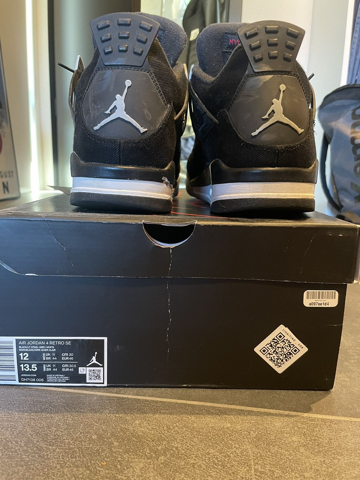 Jordan Brand Jordan 4 Black Canvas Size US 12 / EU 45 - 6 Thumbnail