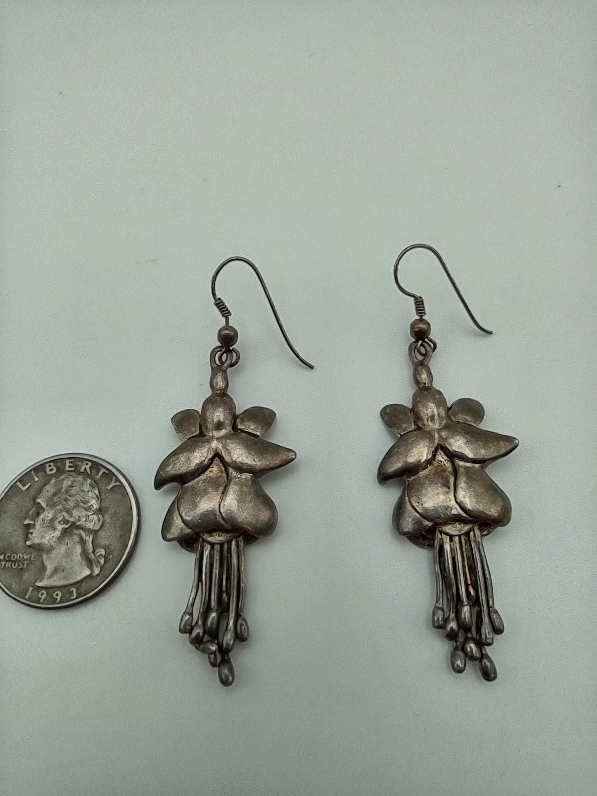 The Unbranded Brand Sterling Silver Artisan Statement Earrings Heavy 17.4g Size ONE SIZE - 4 Thumbnail