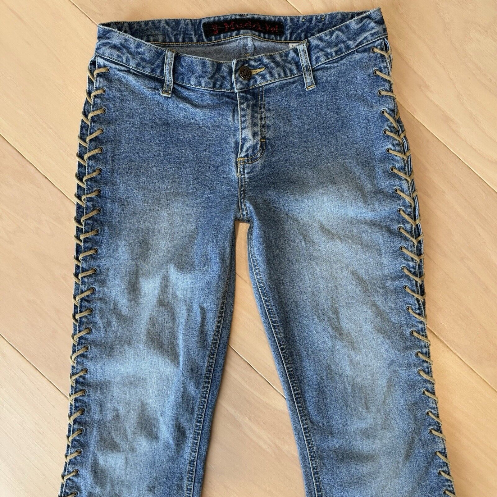 Other Vintage Mudd Yo Flare Jeans Women's 27 Blue Lace Y2K Glam Size 27" / US 4 / IT 40 - 3 Thumbnail